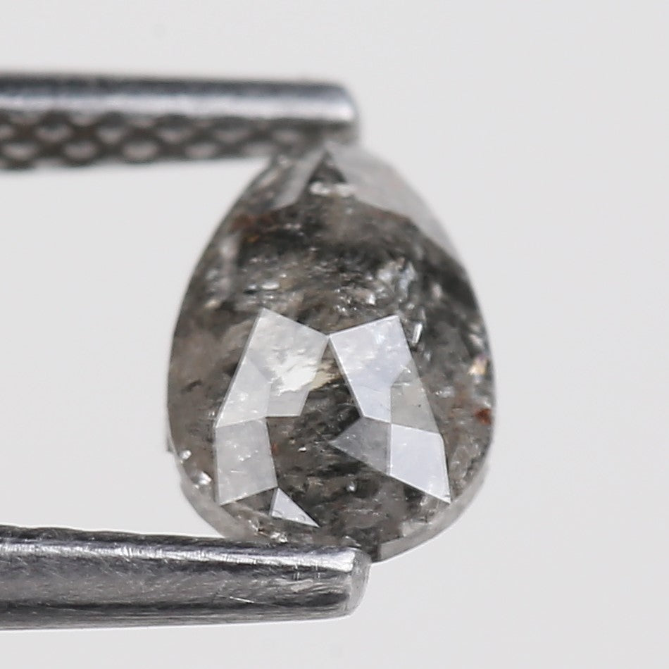 0.66 Ct Natural Salt and Pepper Grey Pear Cut Loose Diamond 6.67 MM