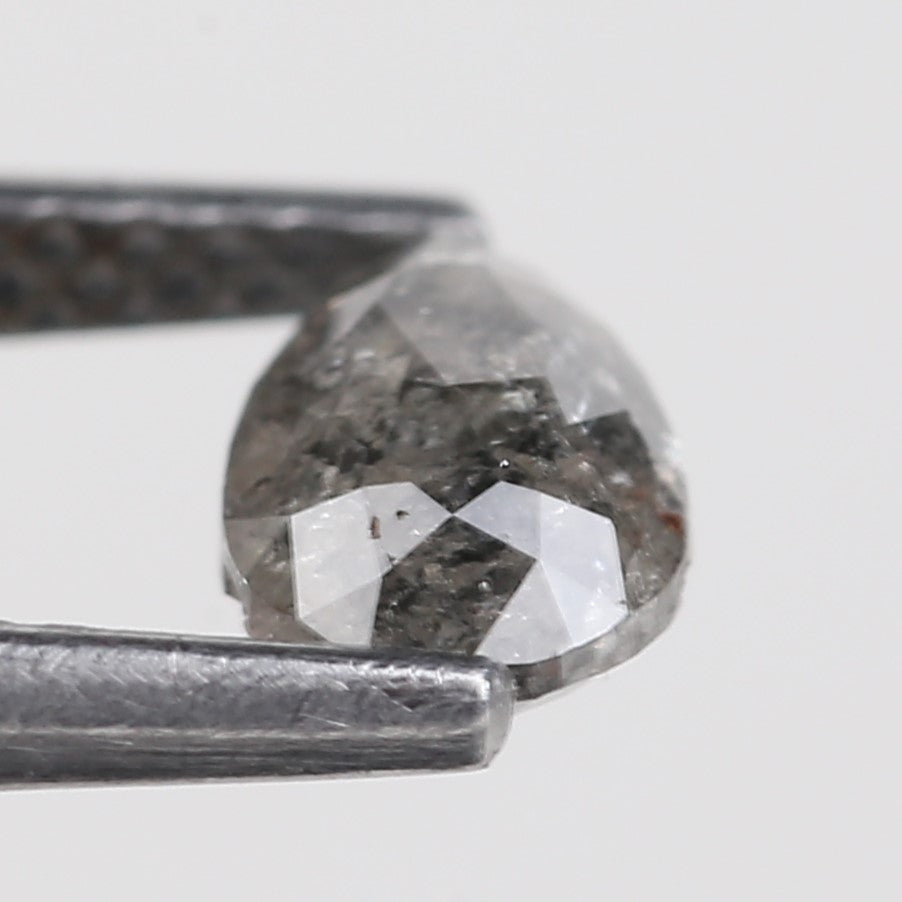 0.66 Ct Natural Salt and Pepper Grey Pear Cut Loose Diamond 6.67 MM