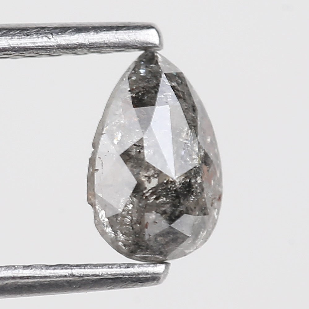 0.66 Ct Natural Salt and Pepper Grey Pear Cut Loose Diamond 6.67 MM
