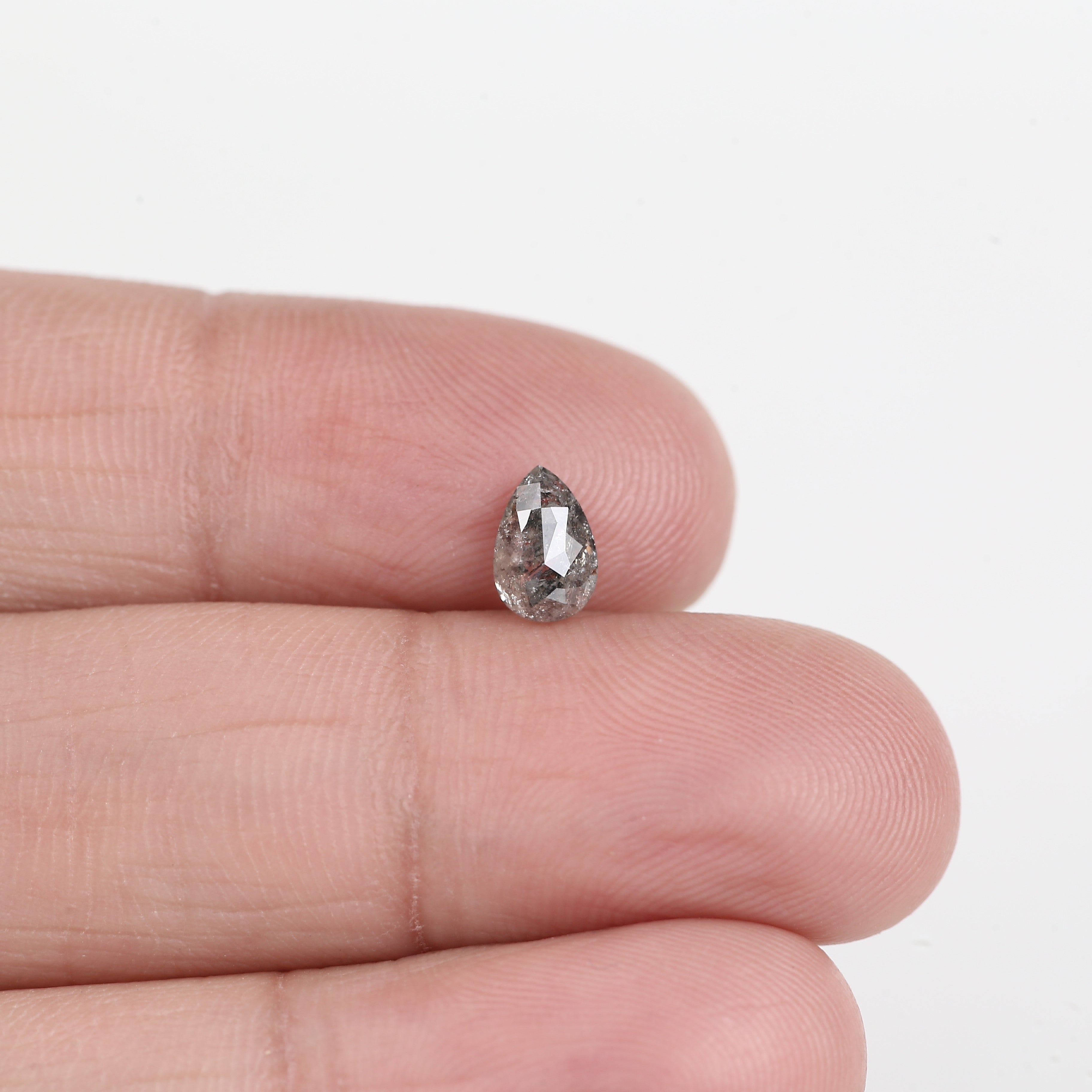 0.66 Ct Natural Salt and Pepper Grey Pear Cut Loose Diamond 6.67 MM