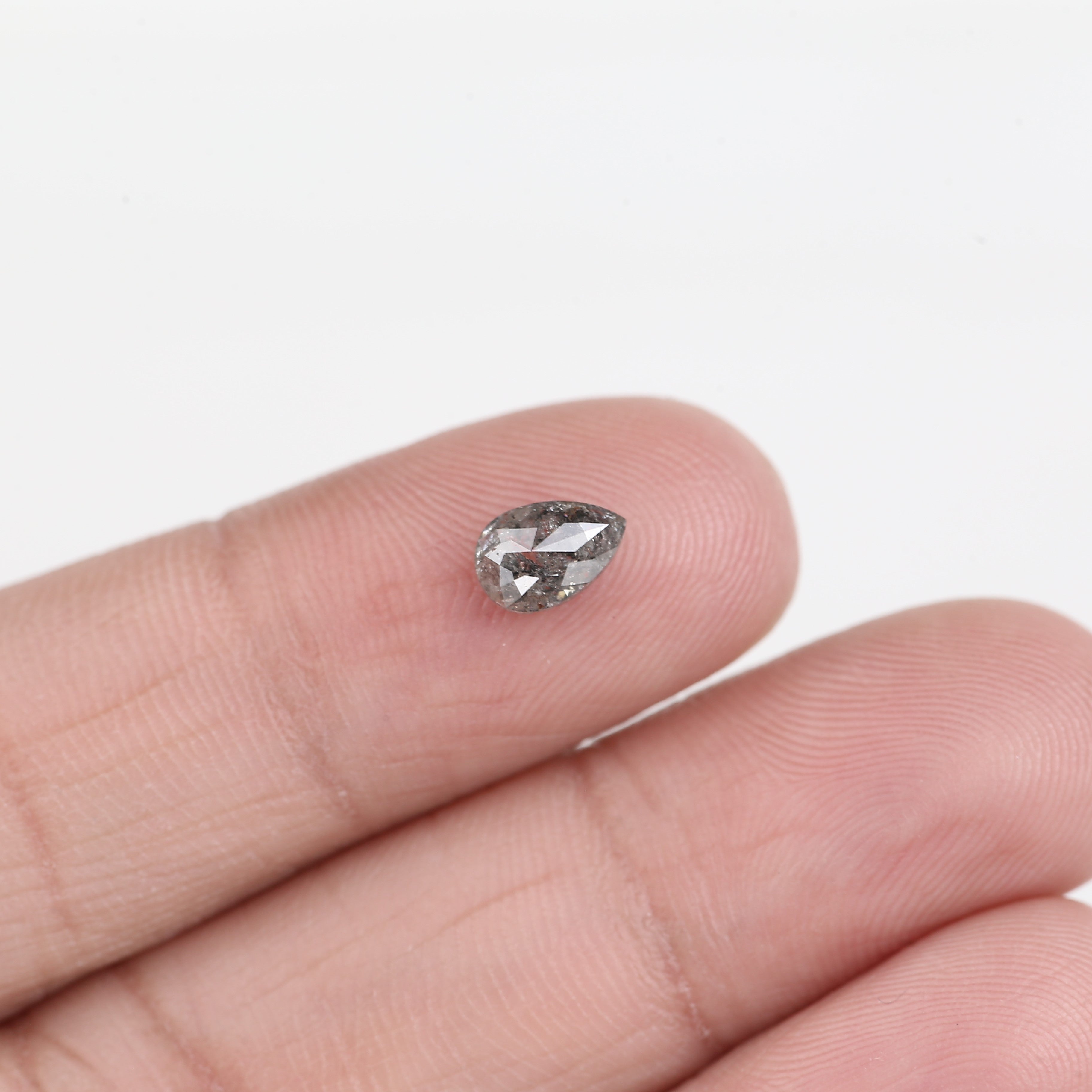 0.66 Ct Natural Salt and Pepper Grey Pear Cut Loose Diamond 6.67 MM