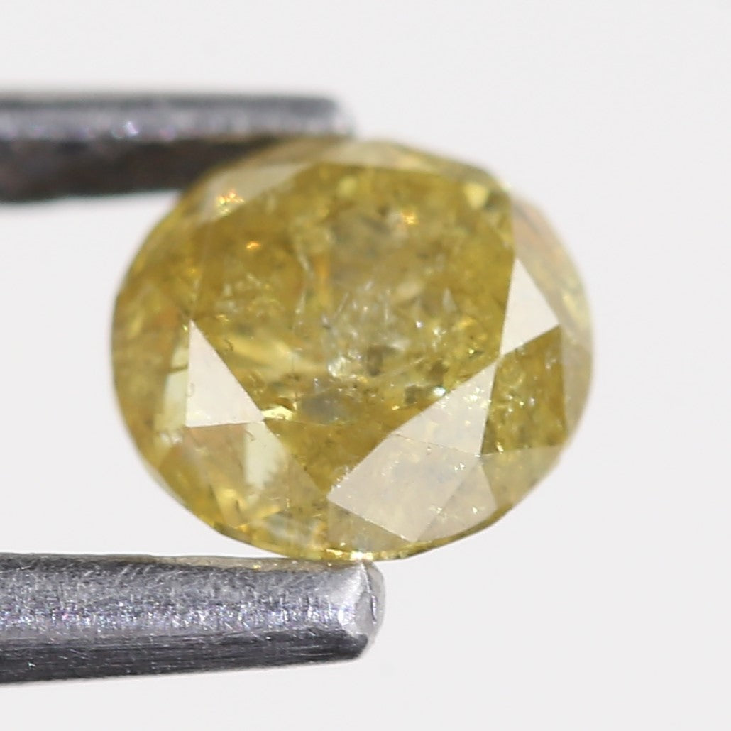 0.59 Carat Natural Salt And Pepper Round Cut Yellow Diamond 4.97 MM