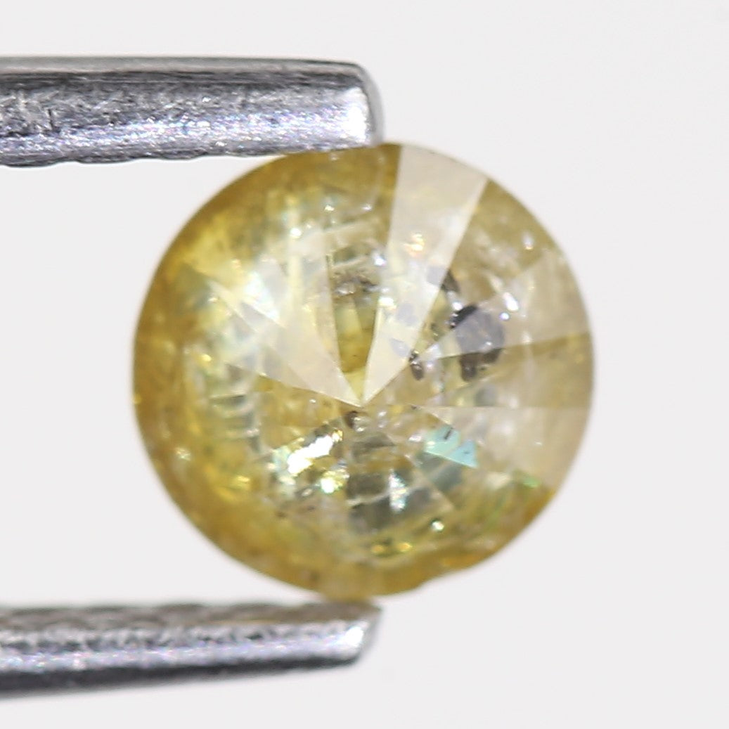 0.59 Carat Natural Salt And Pepper Round Cut Yellow Diamond 4.97 MM