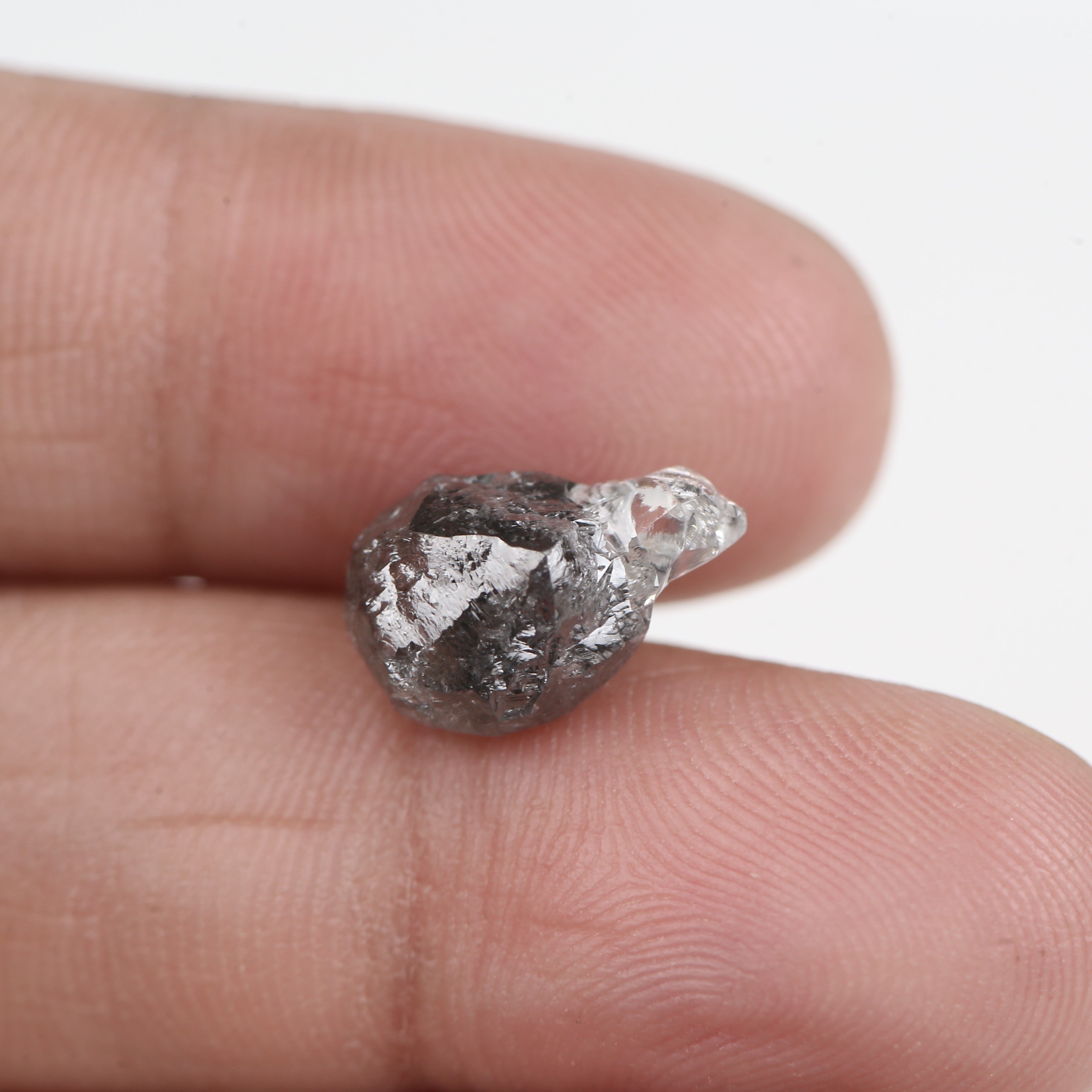 5.49 Carat Natural Rough Uncut Gray Translucent Raw Diamond 12 MM