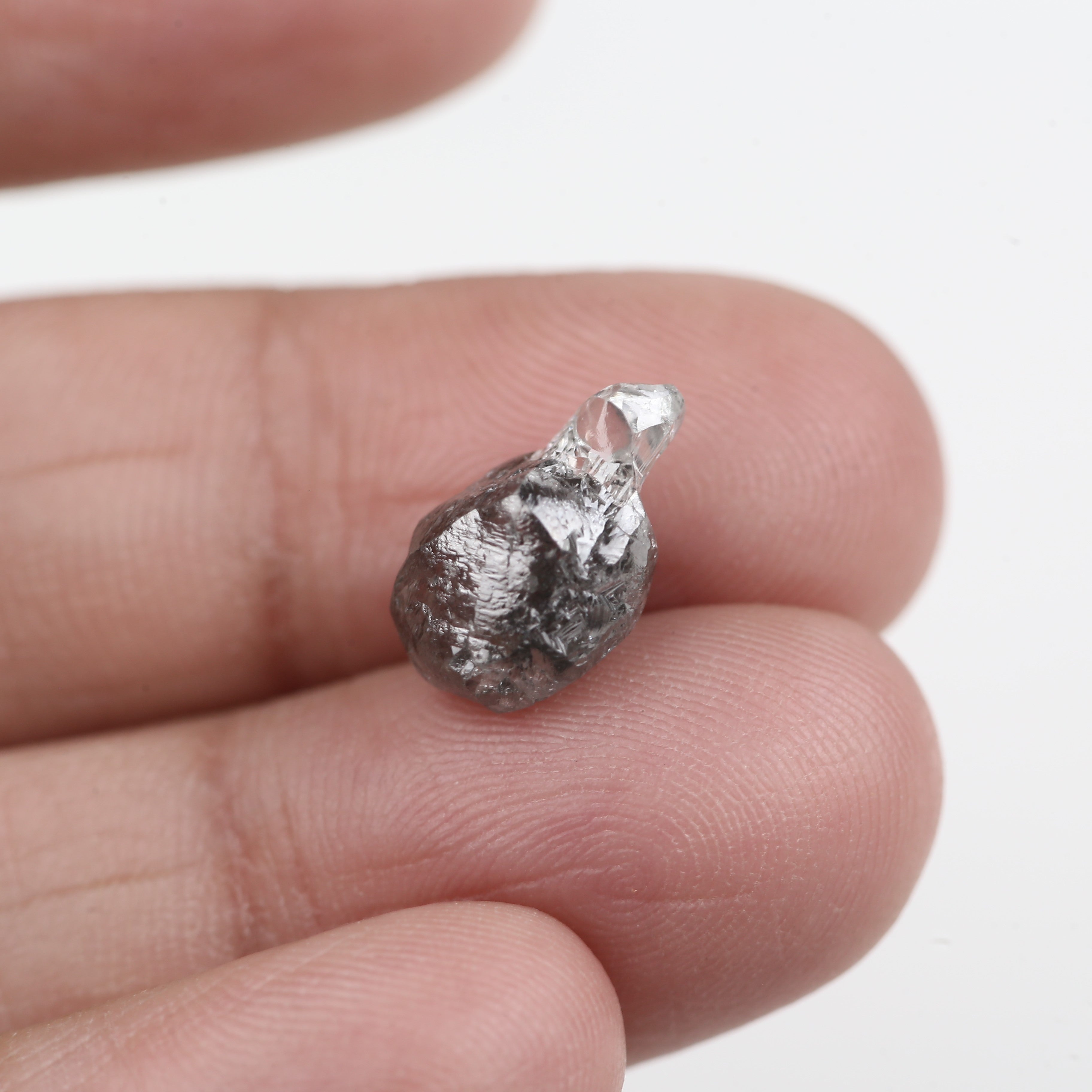 5.49 Carat Natural Rough Uncut Gray Translucent Raw Diamond 12 MM