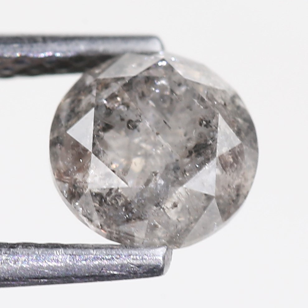 1.08 Carat Natural Gray Salt And Pepper Round Cut Diamond 6.03 MM