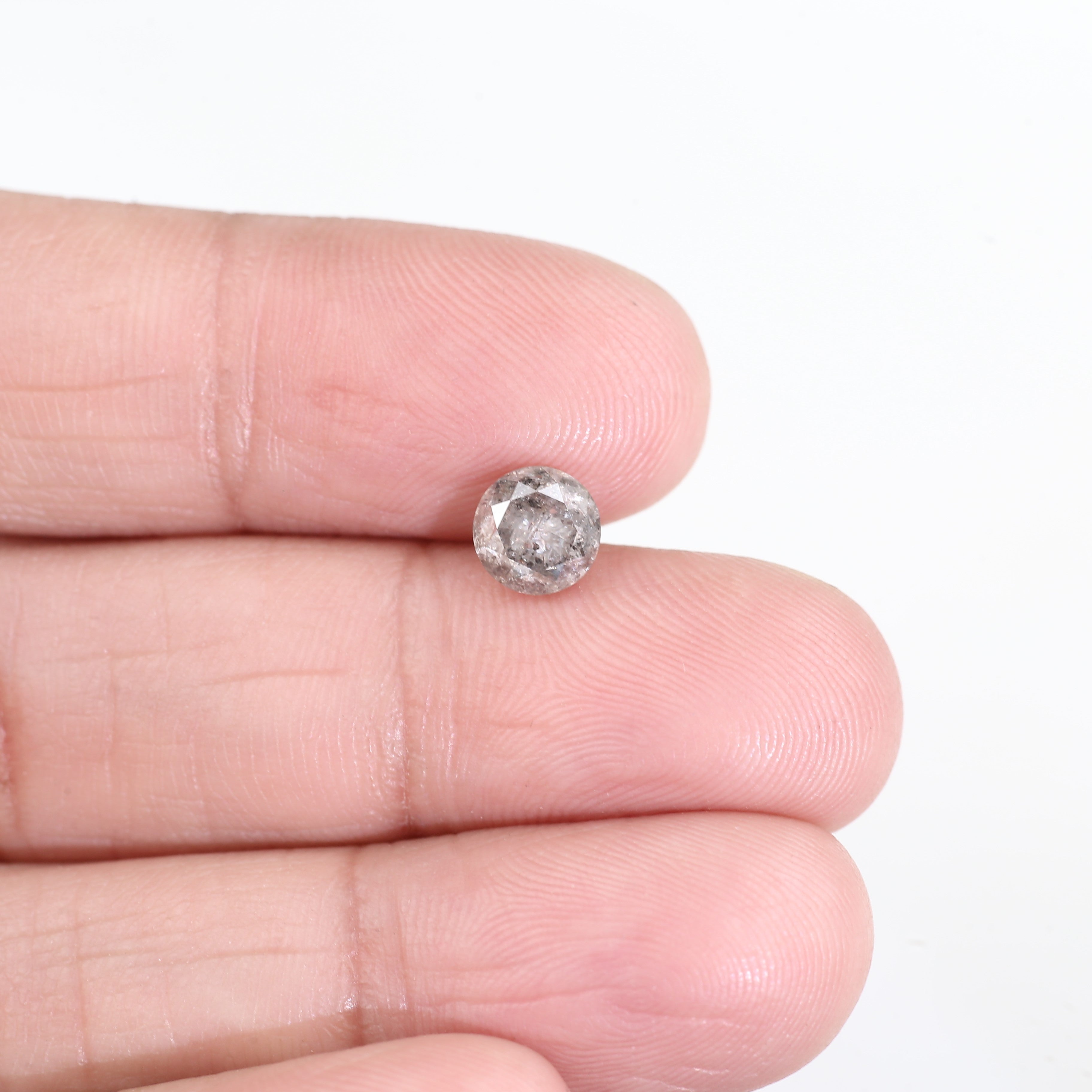 1.08 Carat Natural Gray Salt And Pepper Round Cut Diamond 6.03 MM