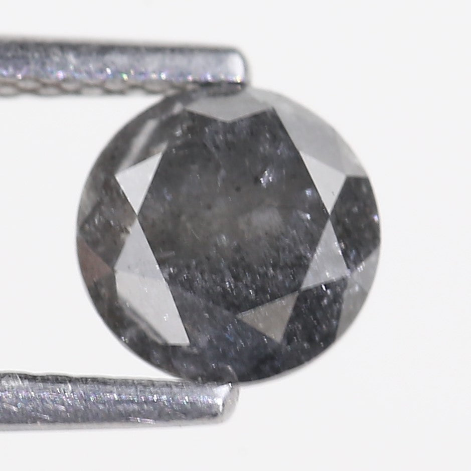 0.99 Carat Natural Round Cut Gray Salt And Pepper Diamond 5.74 MM