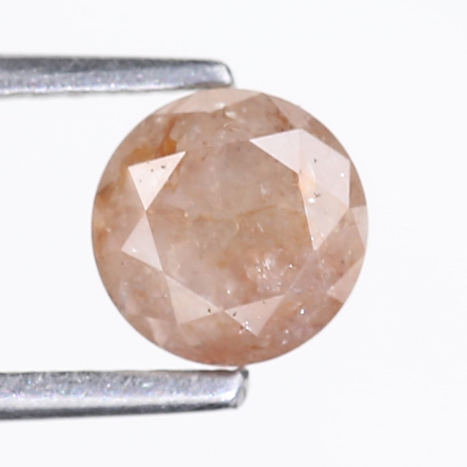 1.17 Carat Natural Salt And Pepper Round Cut Orange Diamond 5.90 MM