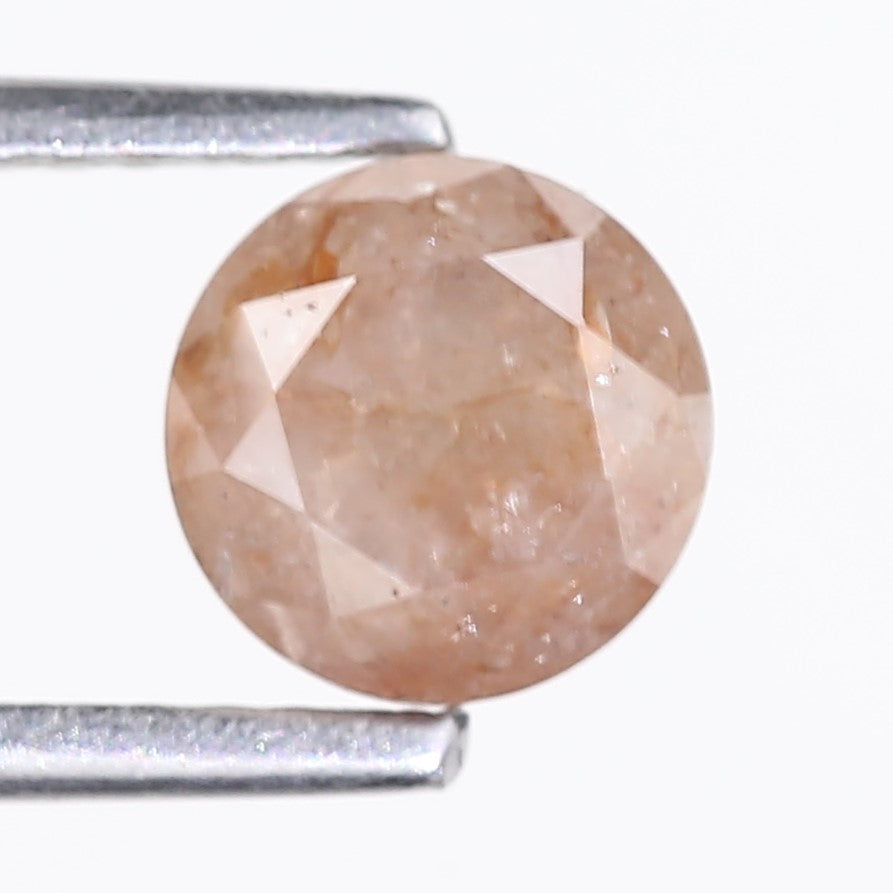 1.17 Carat Natural Salt And Pepper Round Cut Orange Diamond 5.90 MM