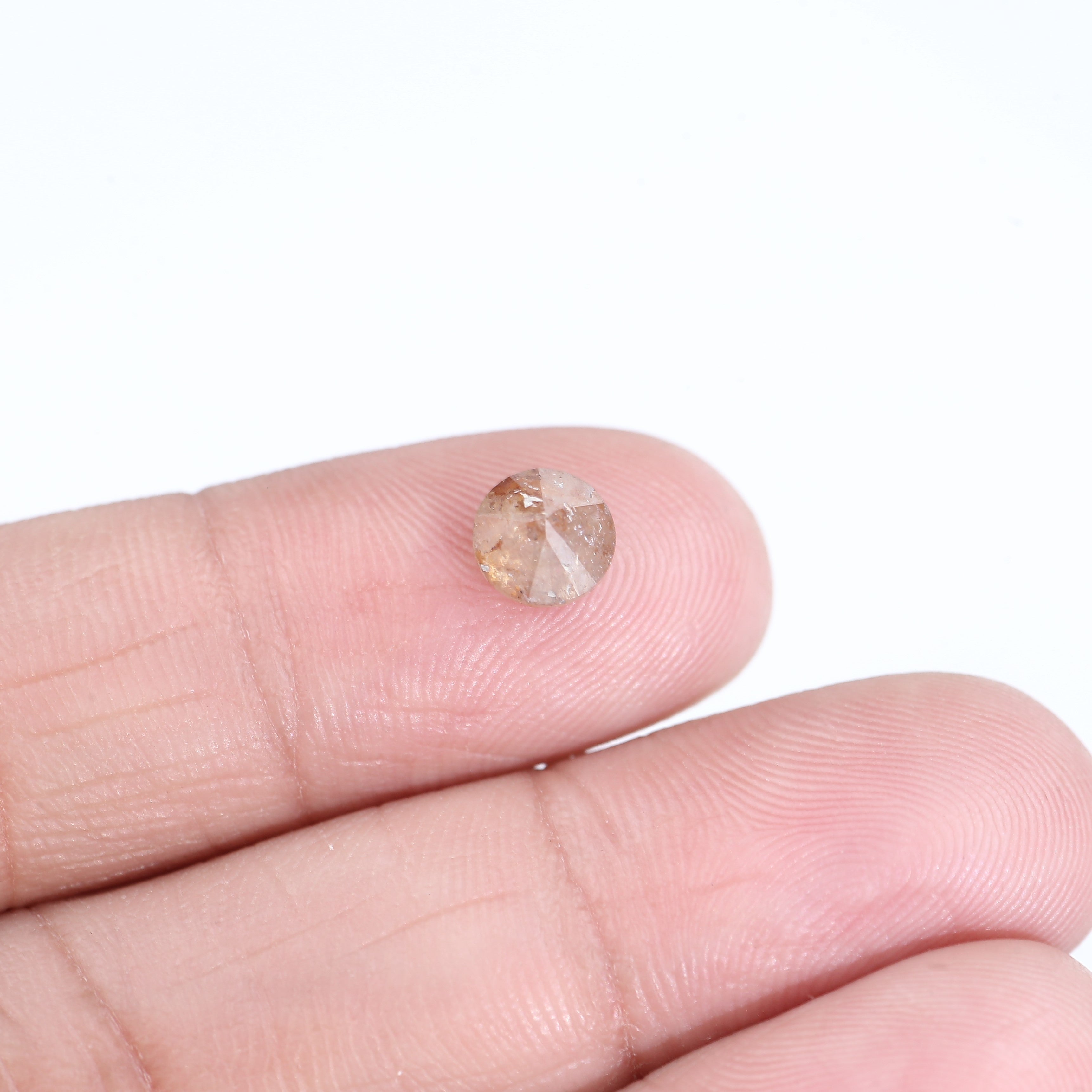 1.17 Carat Natural Salt And Pepper Round Cut Orange Diamond 5.90 MM