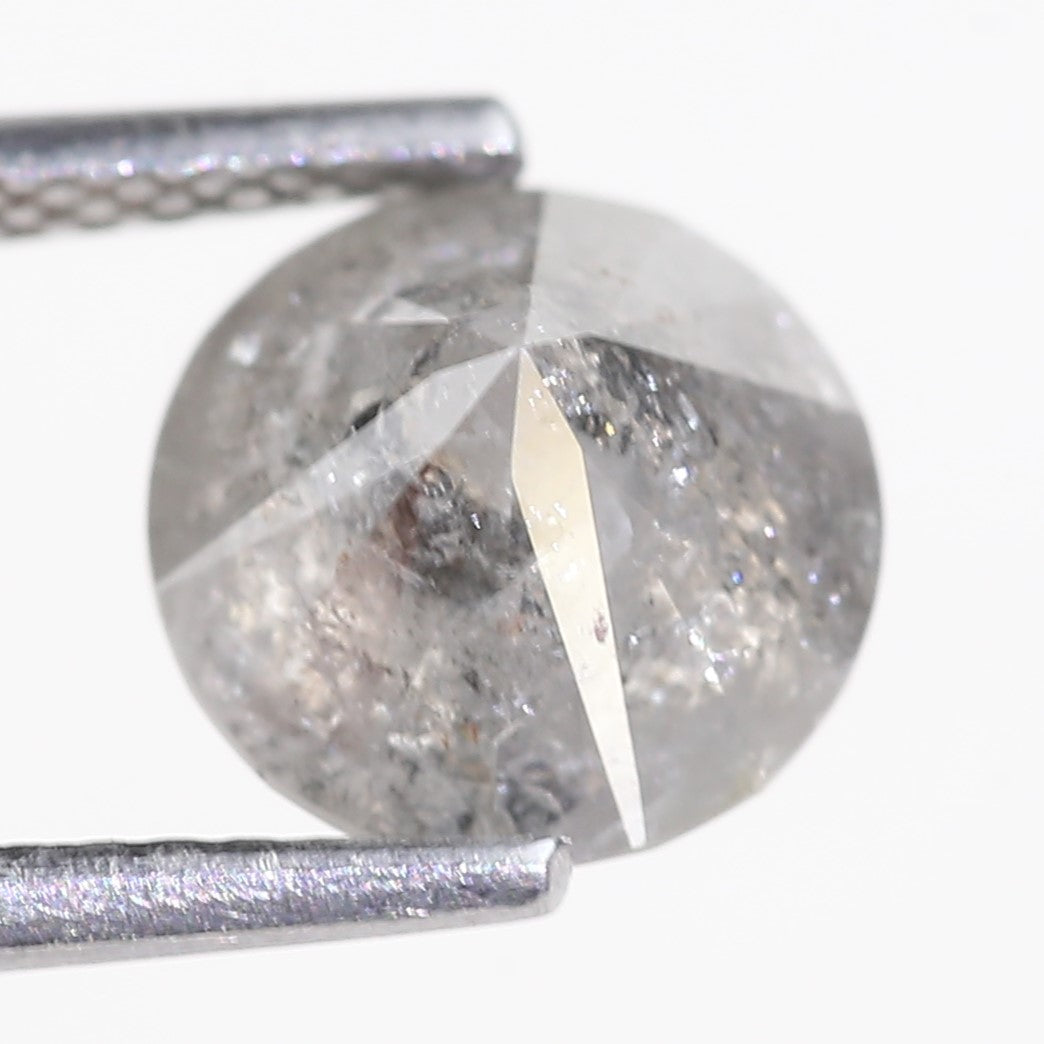 2.48 Carat Natural Salt And Pepper Round Cut Gray Diamond 7.92 MM