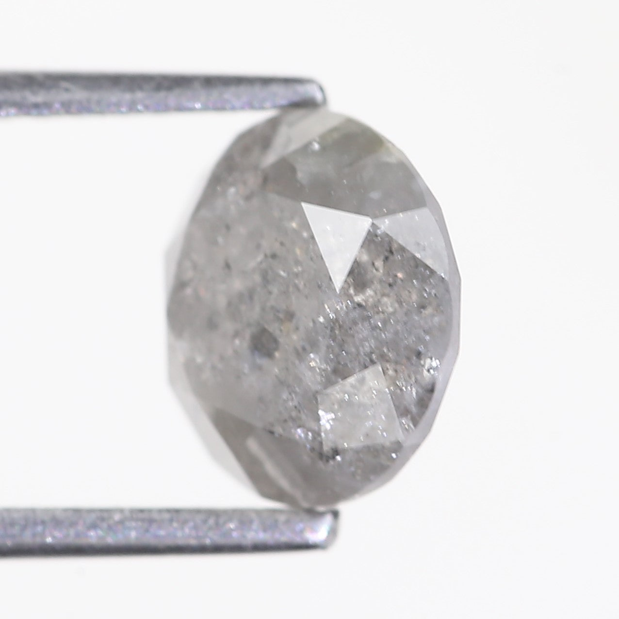 2.48 Carat Natural Salt And Pepper Round Cut Gray Diamond 7.92 MM