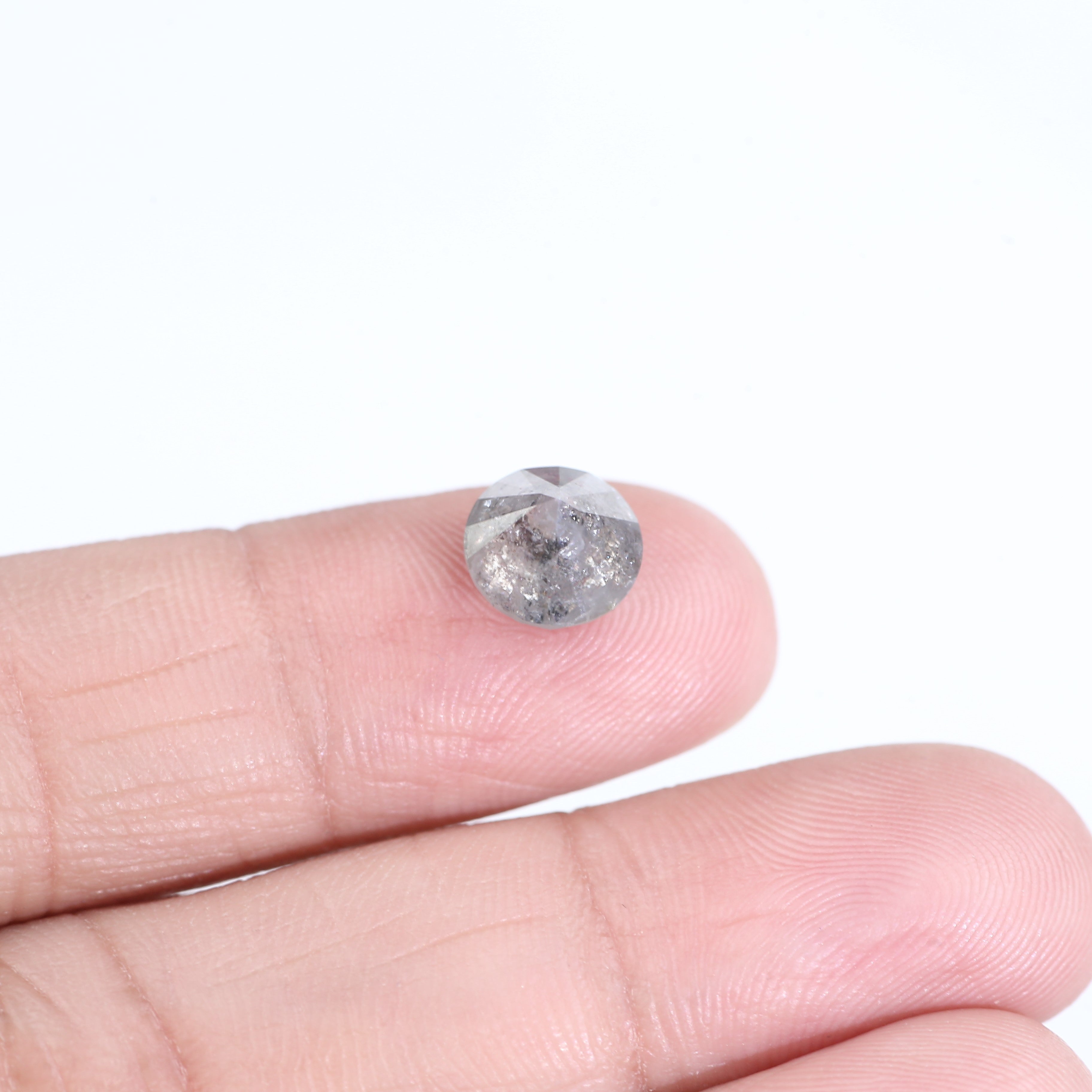 2.48 Carat Natural Salt And Pepper Round Cut Gray Diamond 7.92 MM