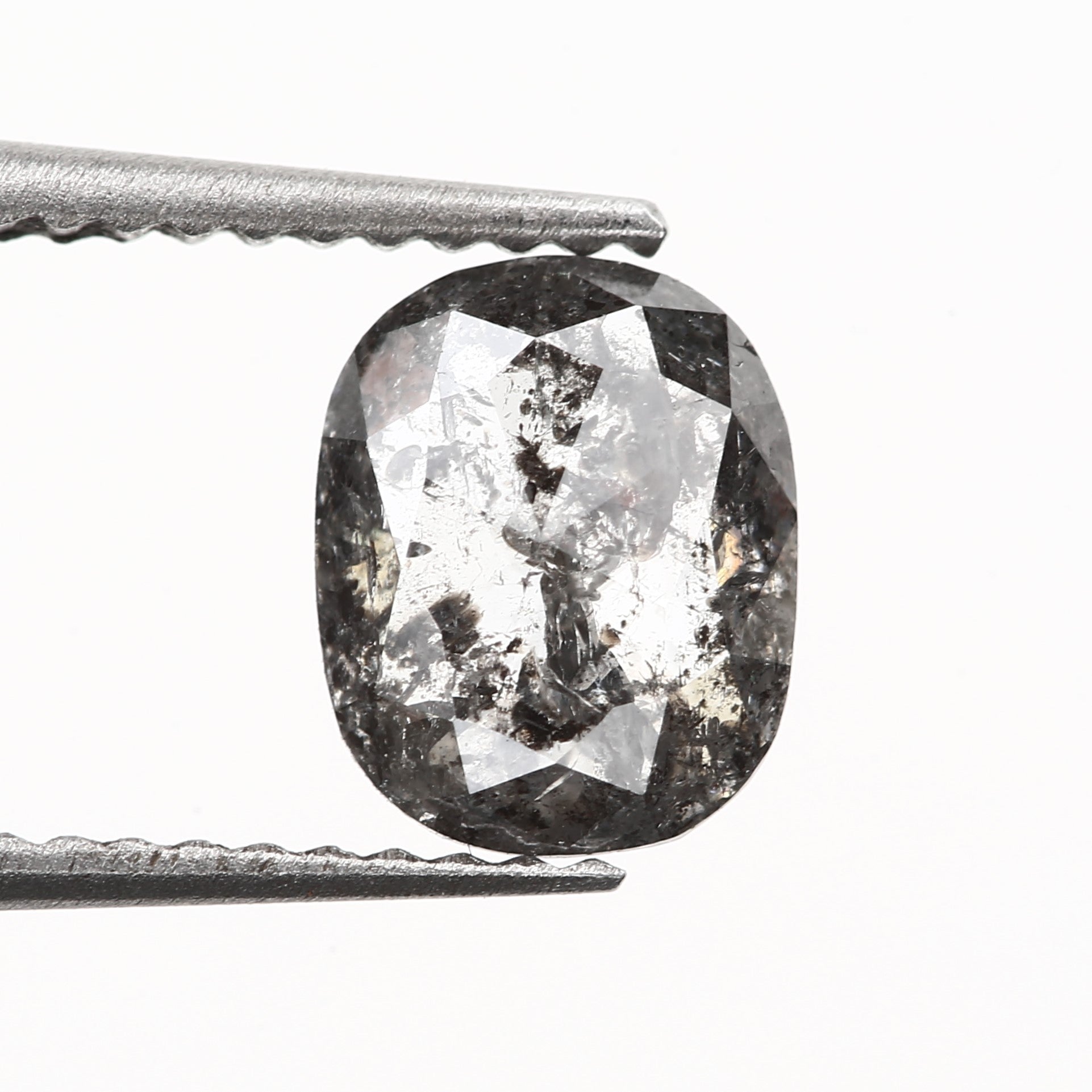 1.22 Carat 7.35 X 5.92 X 2.62 MM Cushion Rose Cut Fancy Gray Salt and Pepper Diamond - Blackdiamond