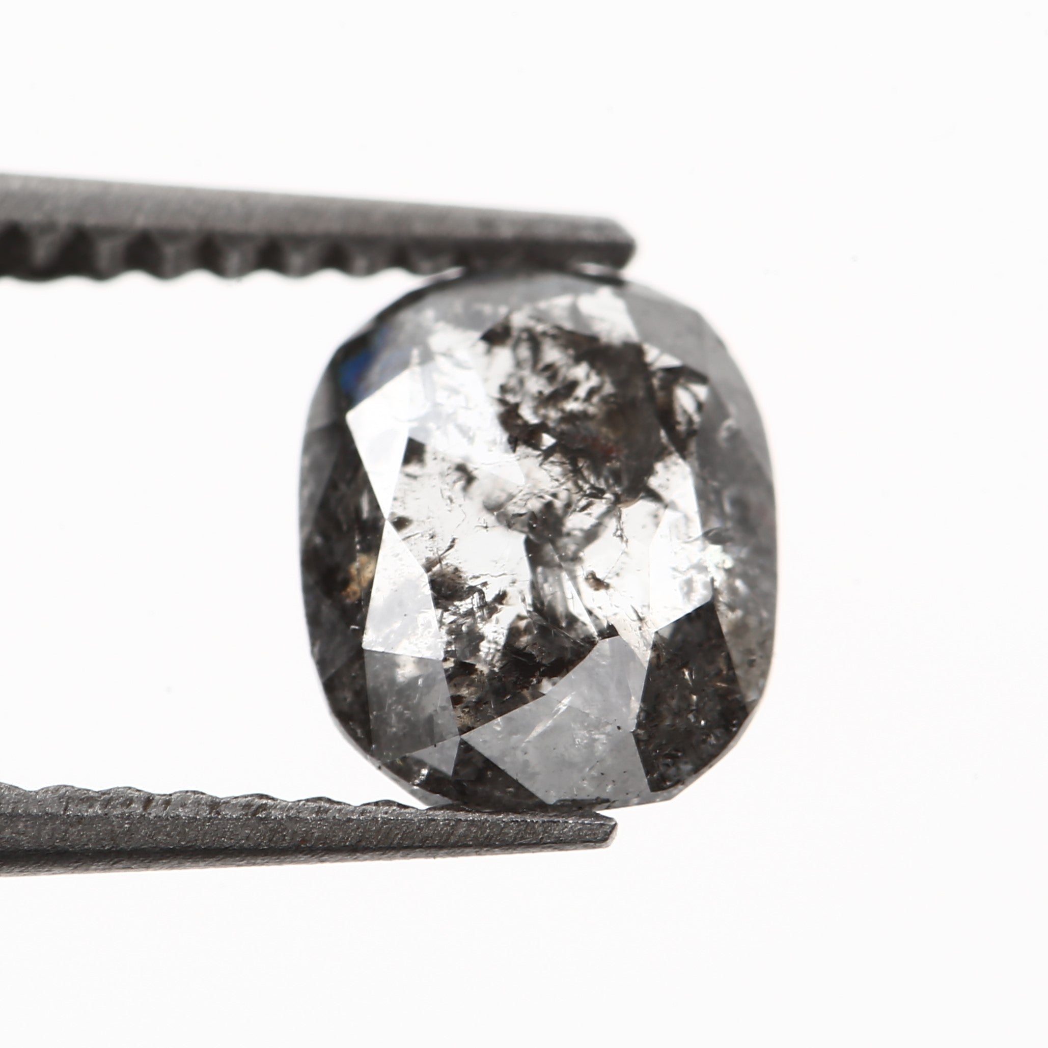 1.22 Carat 7.35 X 5.92 X 2.62 MM Cushion Rose Cut Fancy Gray Salt and Pepper Diamond - Blackdiamond