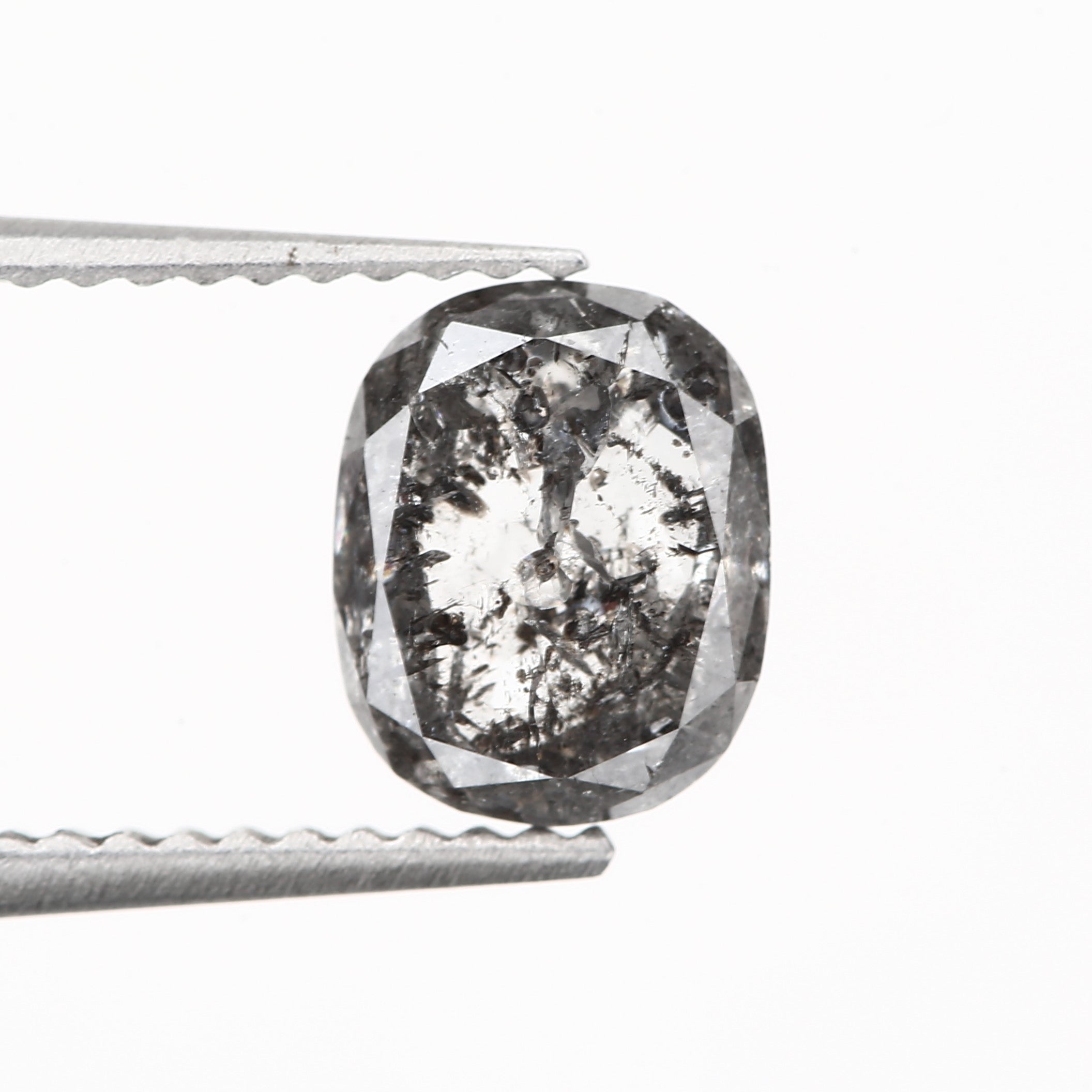 1.22 Carat 7.35 X 5.92 X 2.62 MM Cushion Rose Cut Fancy Gray Salt and Pepper Diamond - Blackdiamond