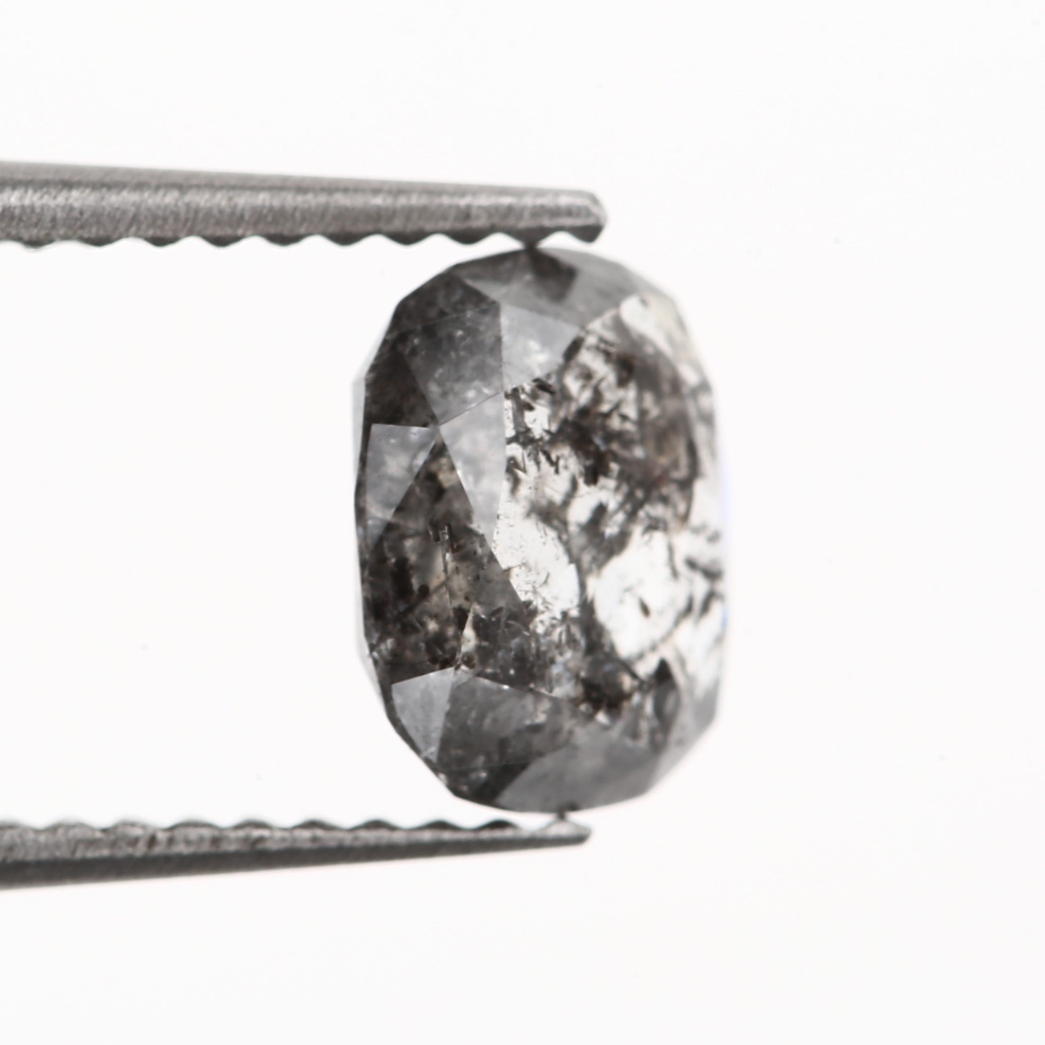 1.22 Carat 7.35 X 5.92 X 2.62 MM Cushion Rose Cut Fancy Gray Salt and Pepper Diamond - Blackdiamond