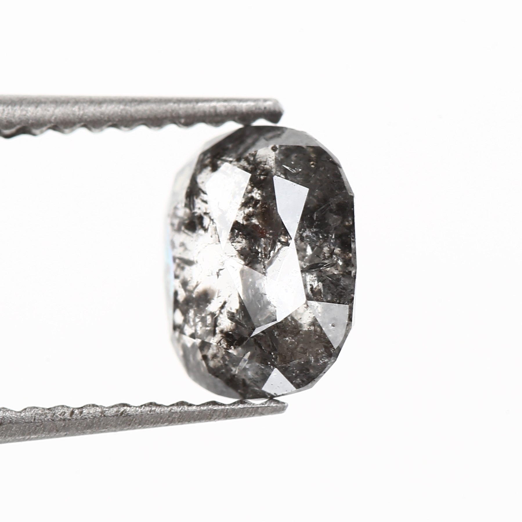 1.22 Carat 7.35 X 5.92 X 2.62 MM Cushion Rose Cut Fancy Gray Salt and Pepper Diamond - Blackdiamond