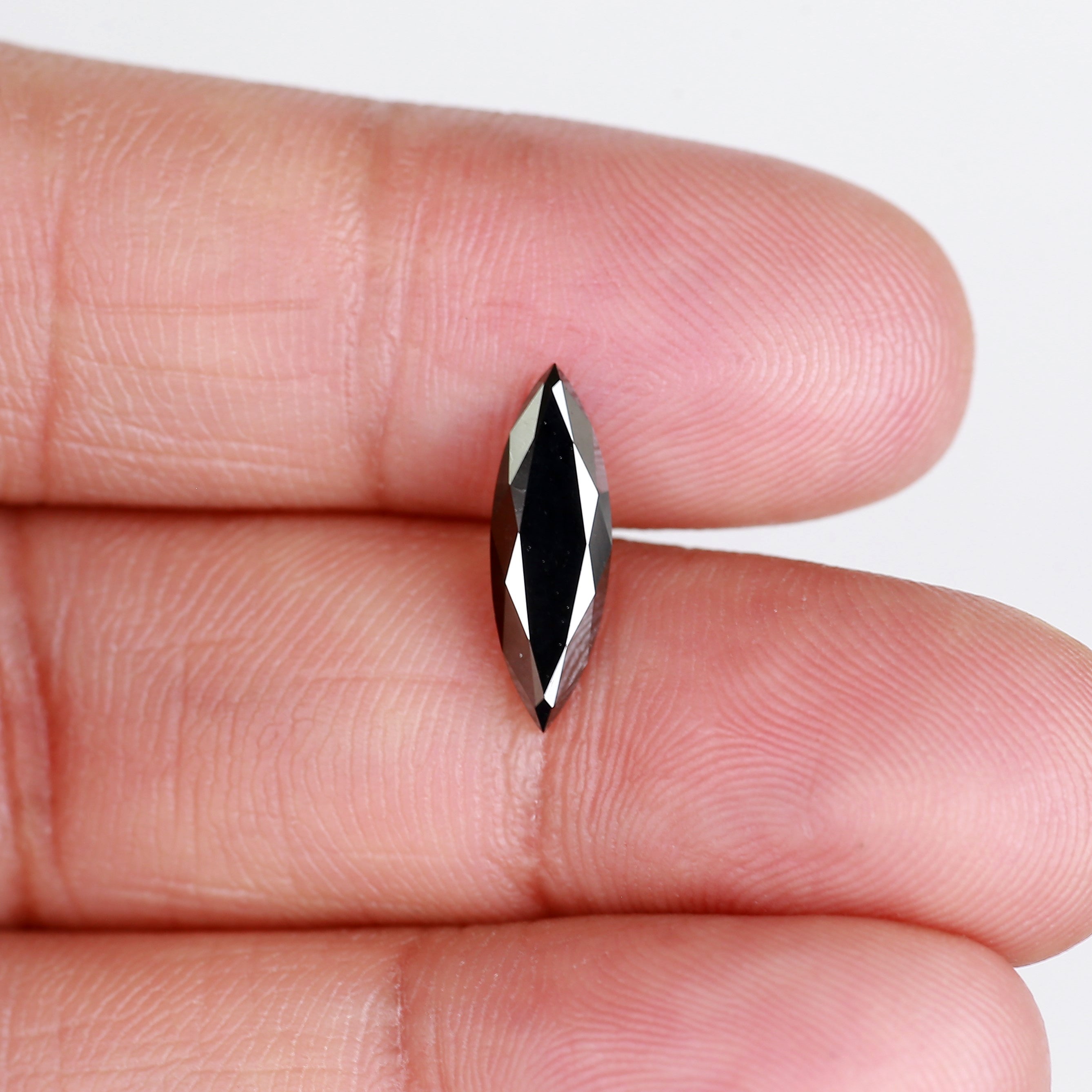 1.42 Carat Natural Marquise Elongated Black Diamond 13.70 MM