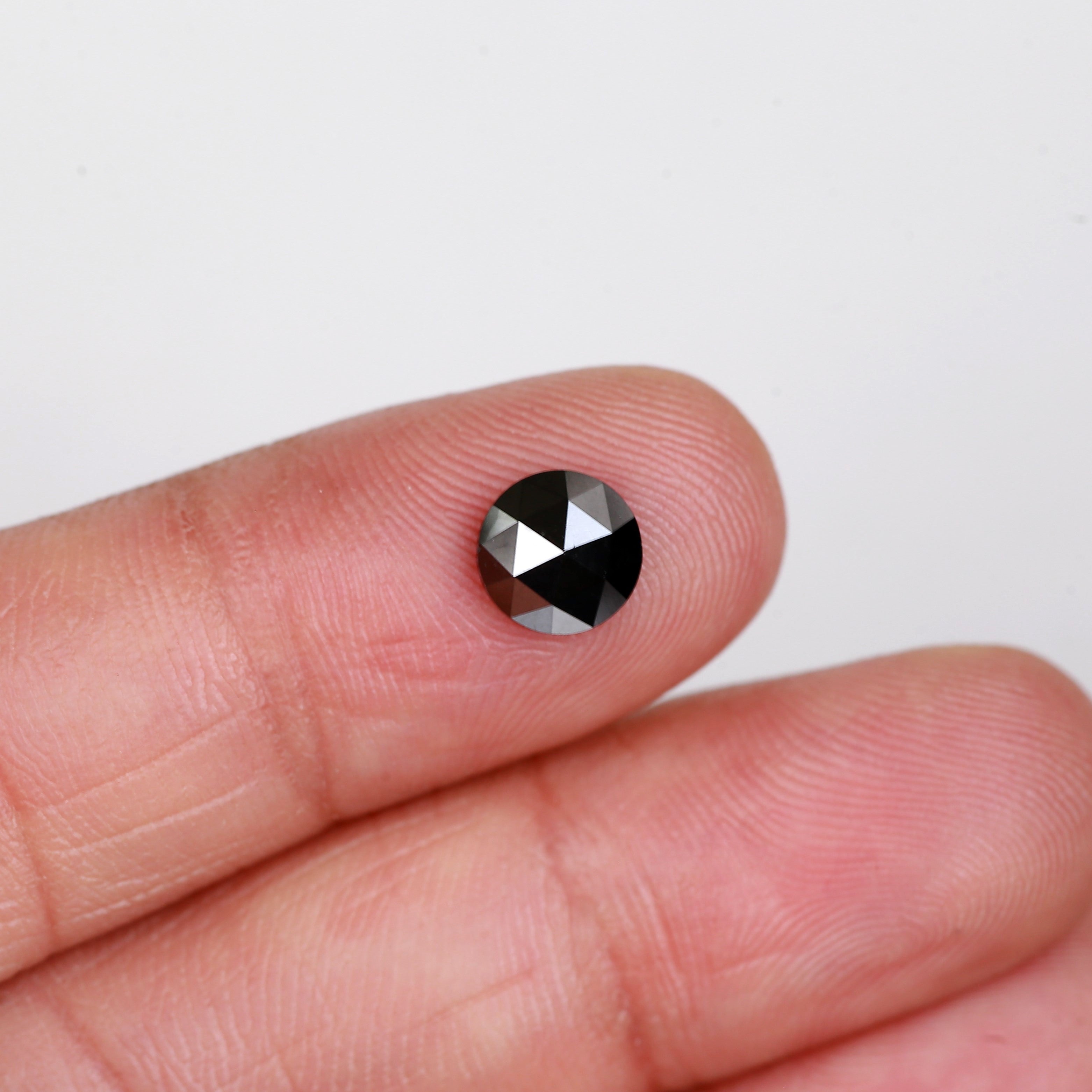 0.91 Carat Natural Rose Cut Black Diamond 6.6 MM