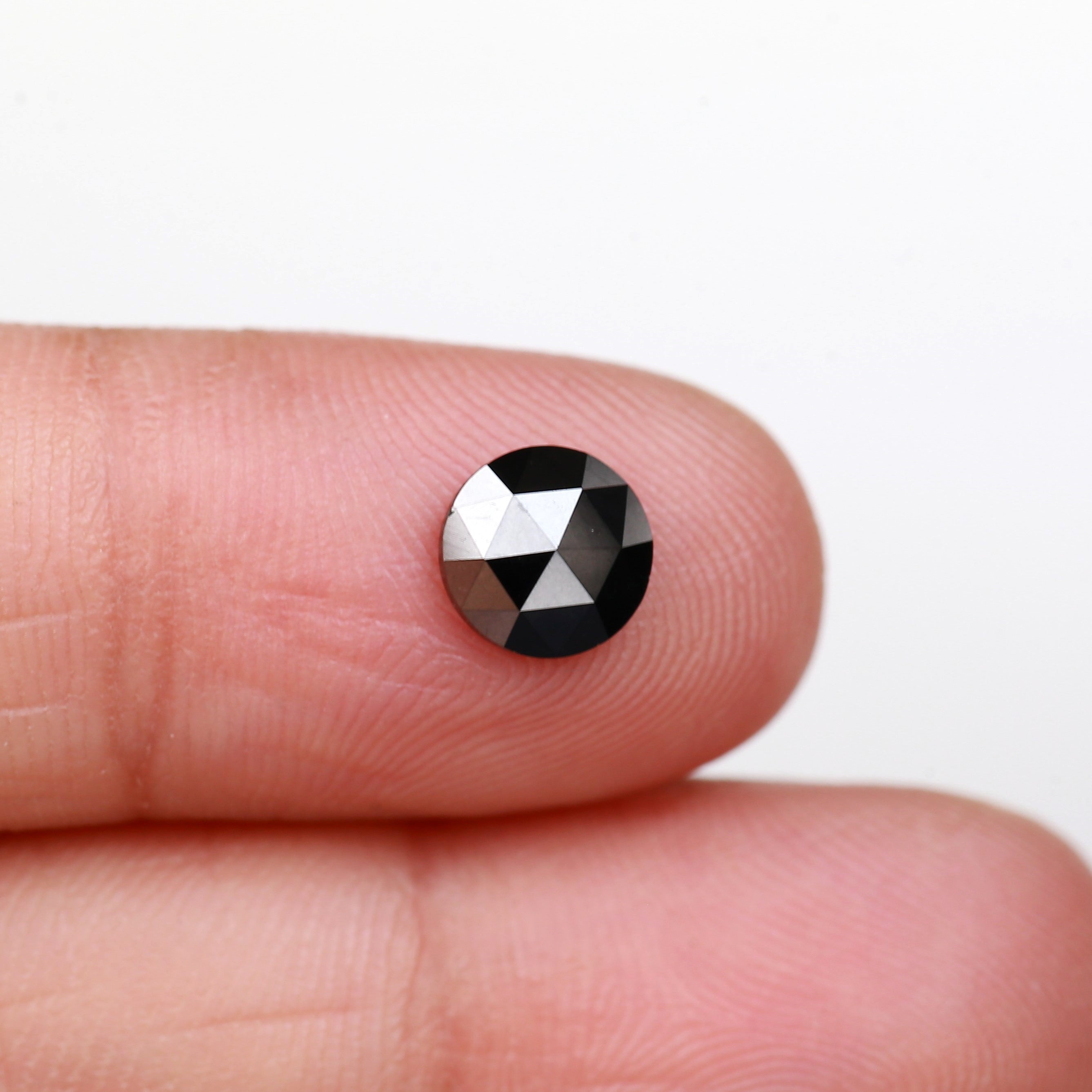 0.91 Carat Natural Rose Cut Black Diamond 6.6 MM