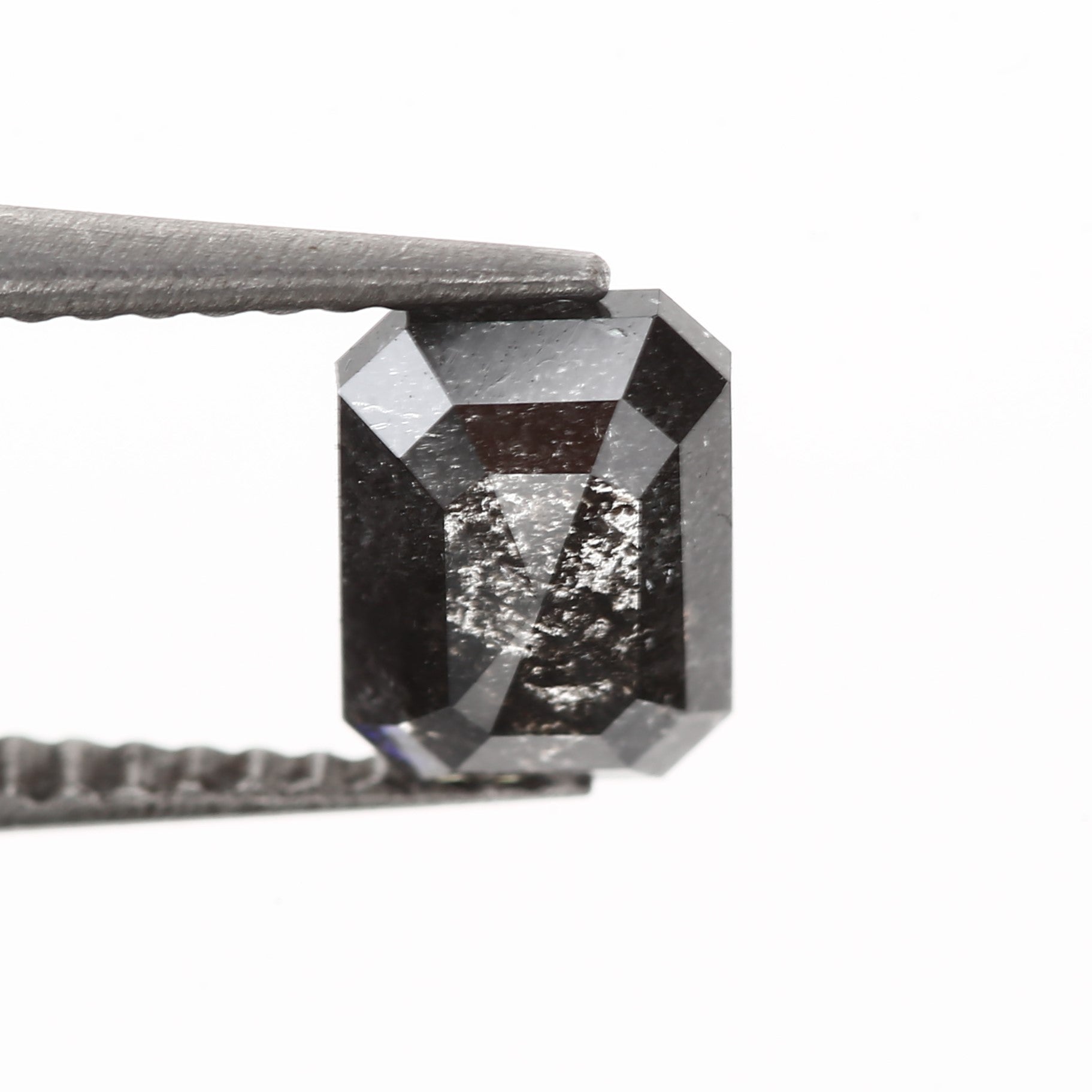 emerald salt pepper diamond engagement ring