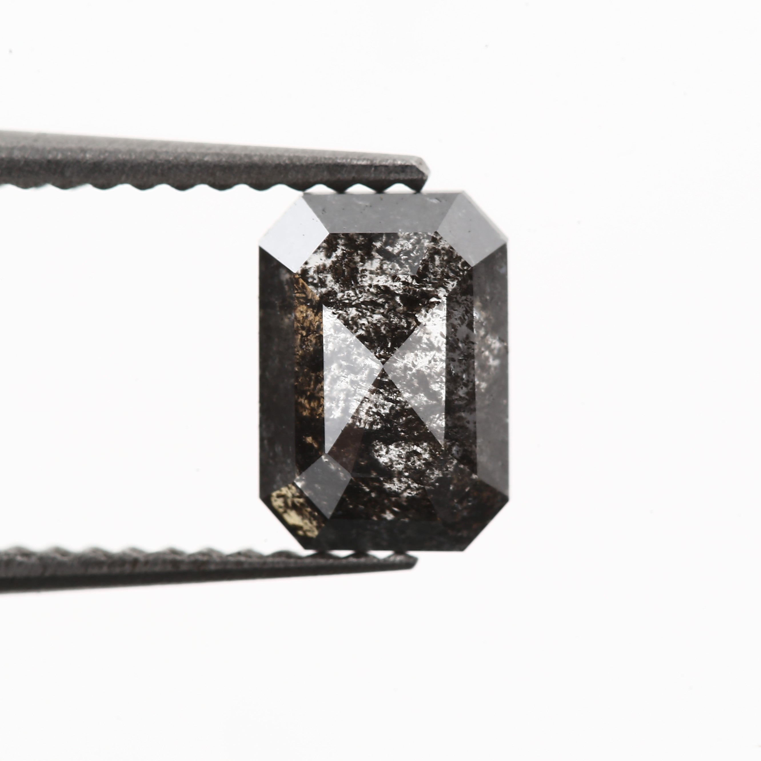 1.22 Carat 7.35 x 5.14 x 2.82 MM Emerald Cut Fancy Gray Black Salt and Pepper Natural Loose Diamond - Blackdiamond