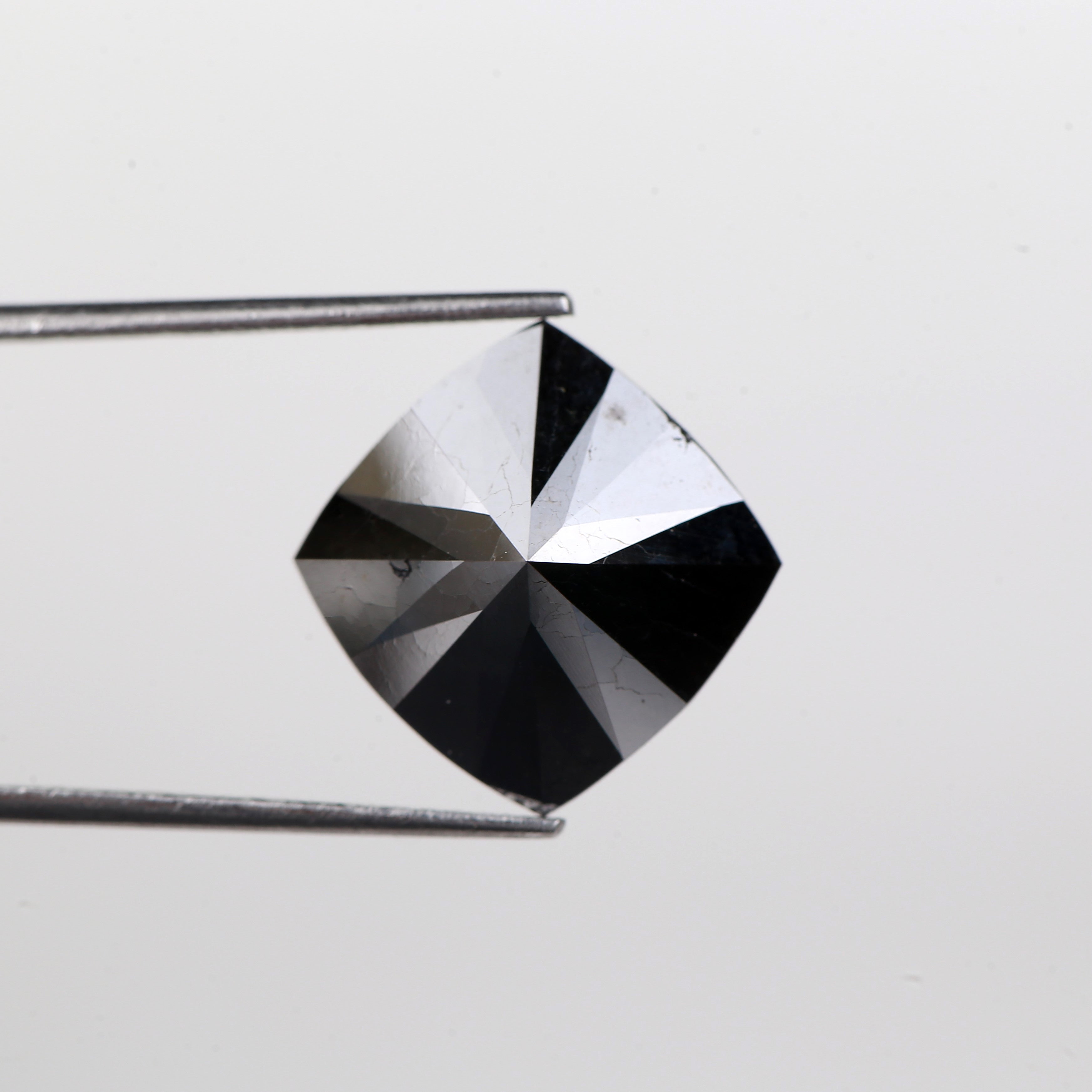 7 Carat Cushion Cut Diamond Natural Black Loose 13.40 MM