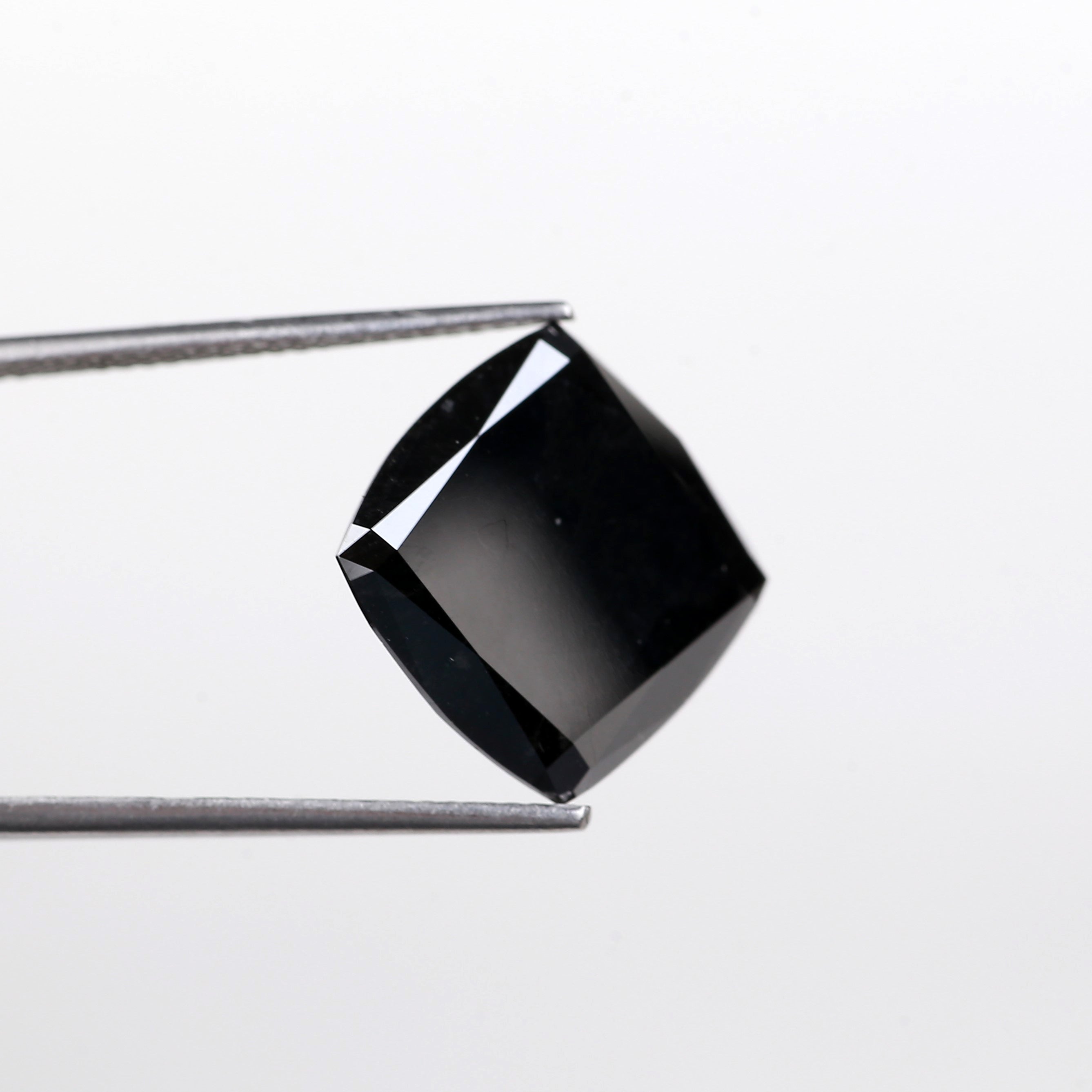 7 Carat Cushion Cut Diamond Natural Black Loose 13.40 MM