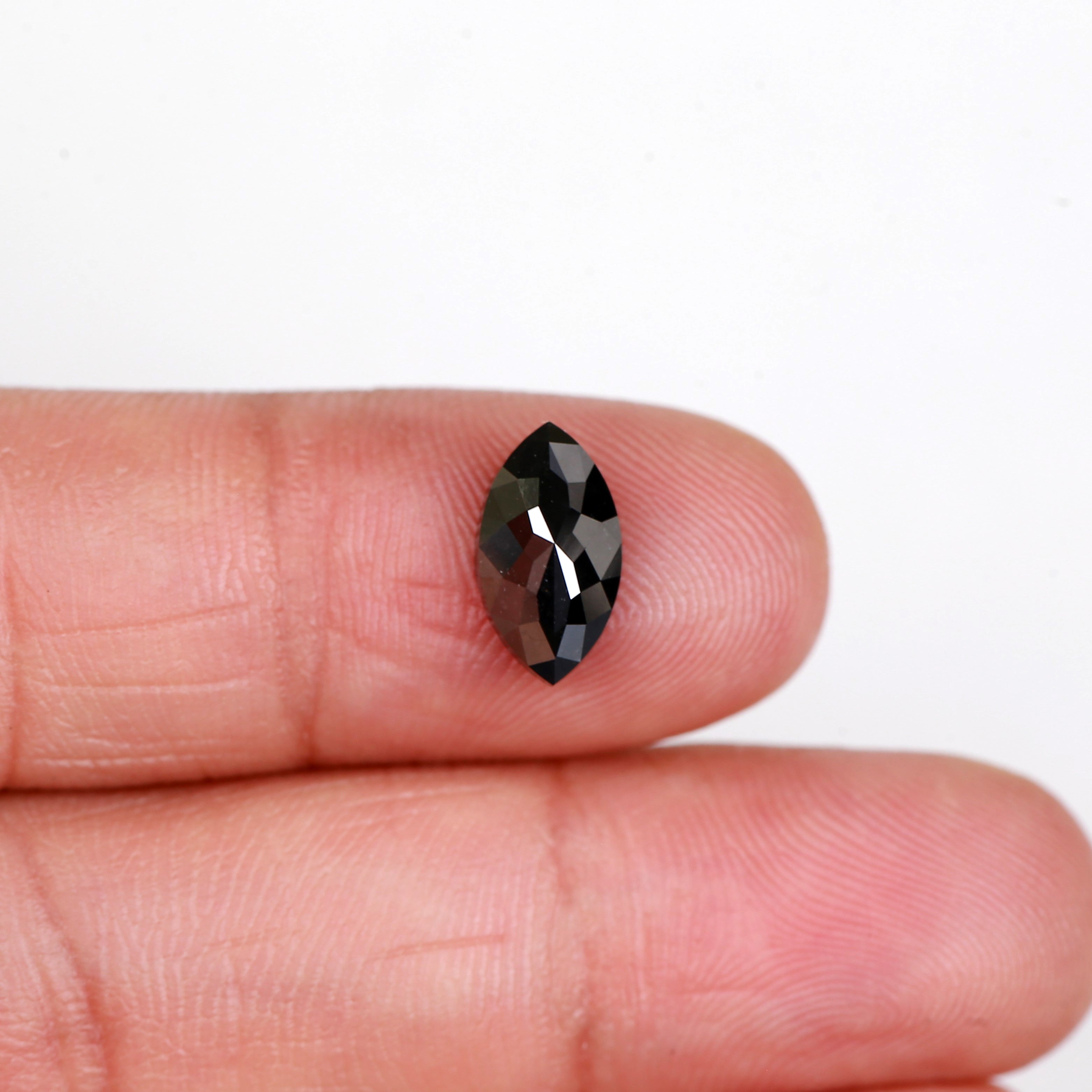2.26 Carat Natural Marquise Rose Cut Black Diamond 10.60 MM