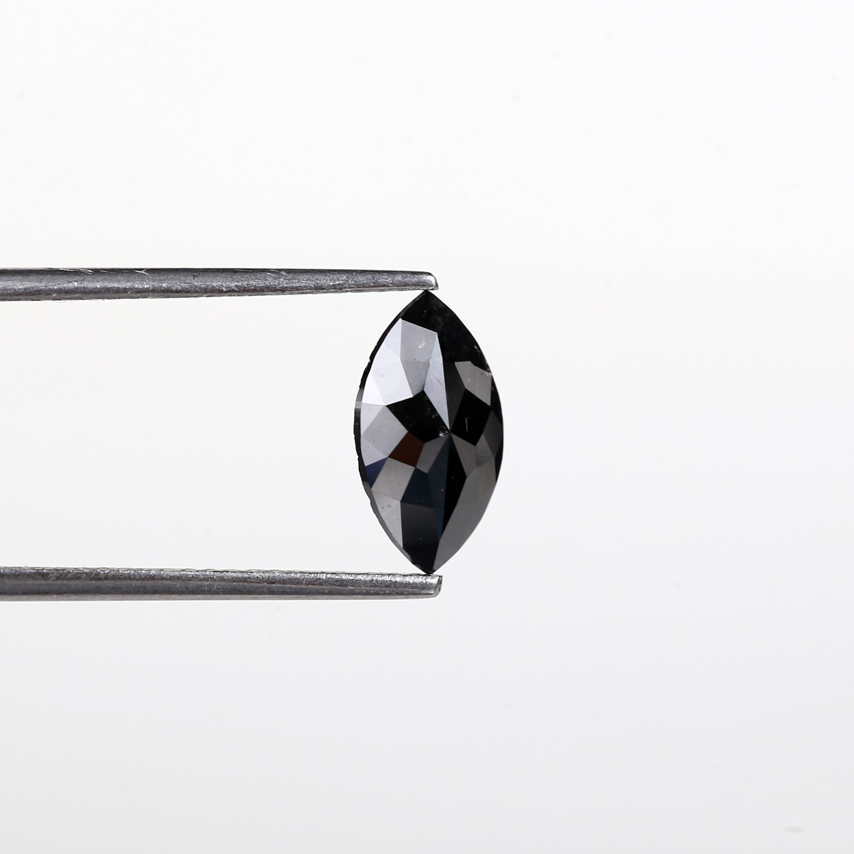 0.96 Carat Natural Marquise Rose Cut Black Diamond 10.50 MM