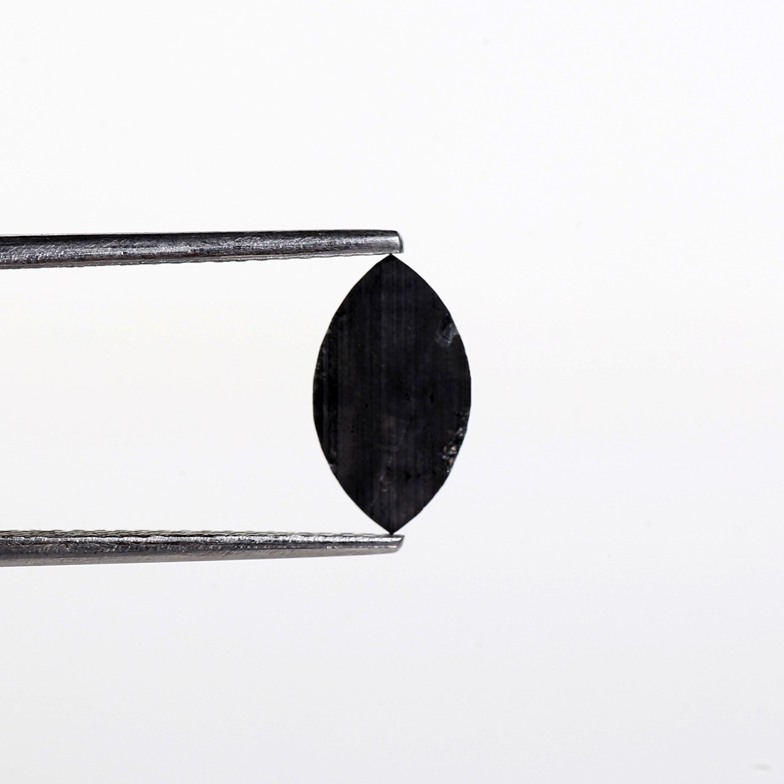 0.96 Carat Natural Marquise Rose Cut Black Diamond 10.50 MM