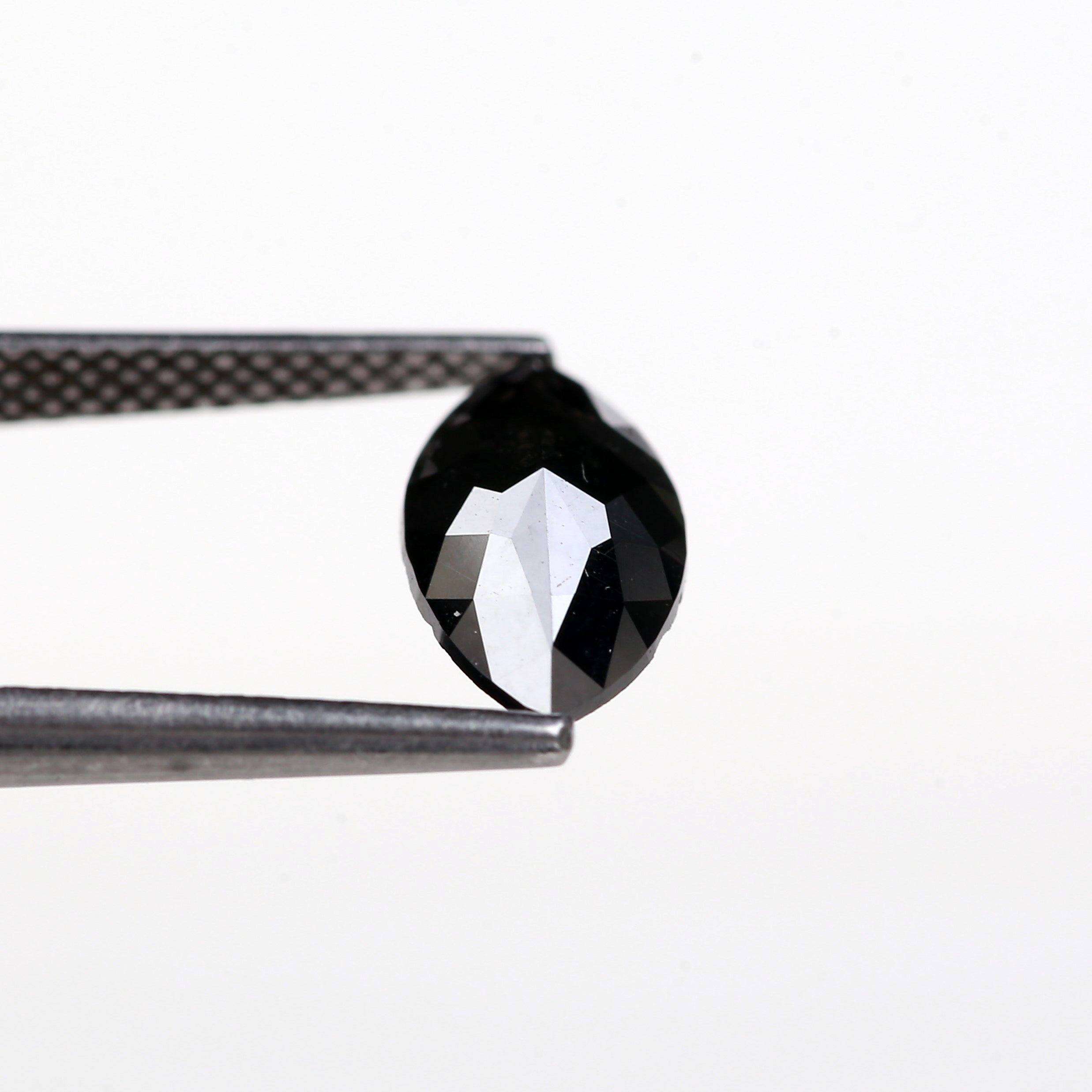 0.96 Carat Natural Marquise Rose Cut Black Diamond 10.50 MM