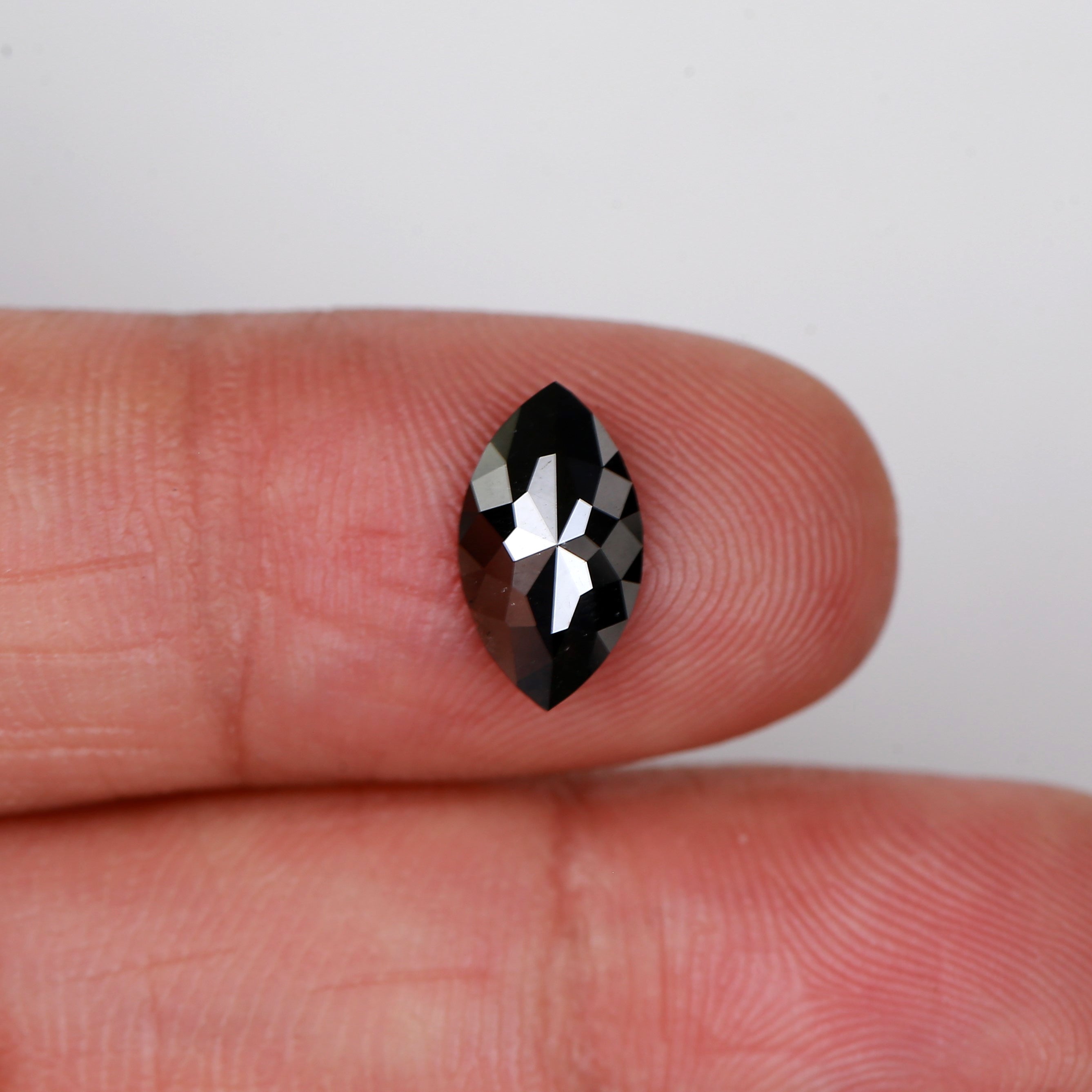 0.96 Carat Natural Marquise Rose Cut Black Diamond 10.50 MM