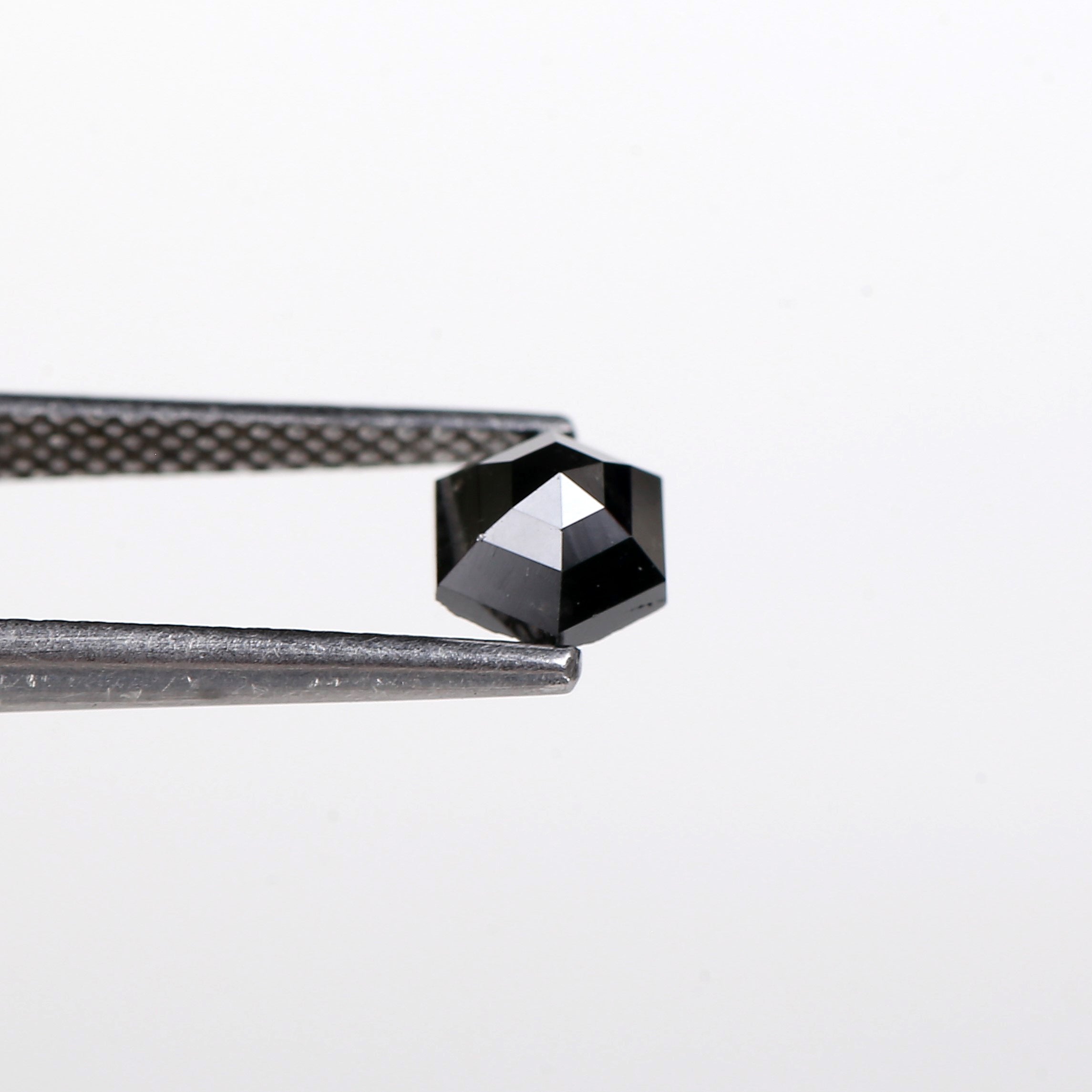 0.71 Carat Natural Hexagon Step Cut Black Diamond 5.8 MM