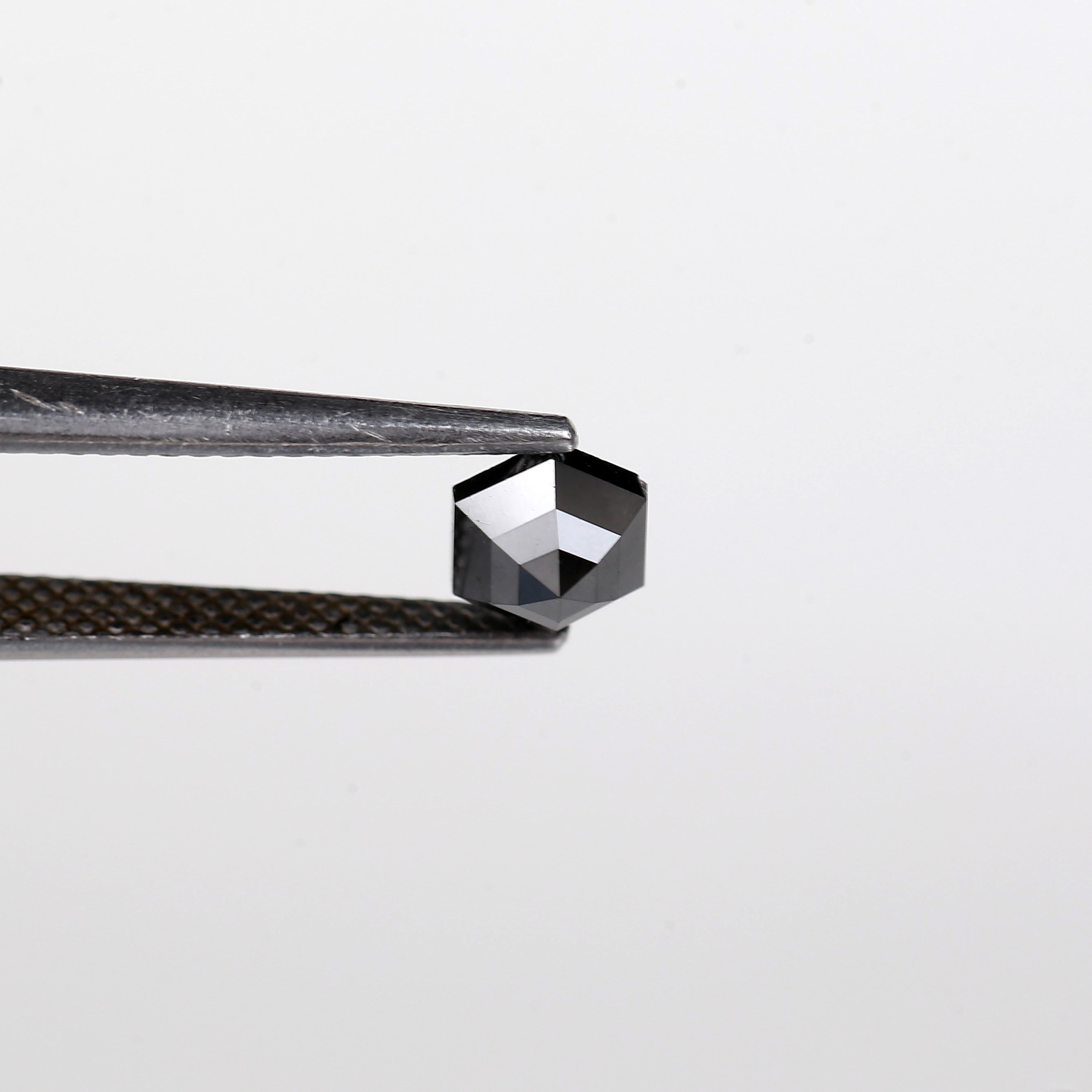 0.71 Carat Natural Hexagon Step Cut Black Diamond 5.8 MM