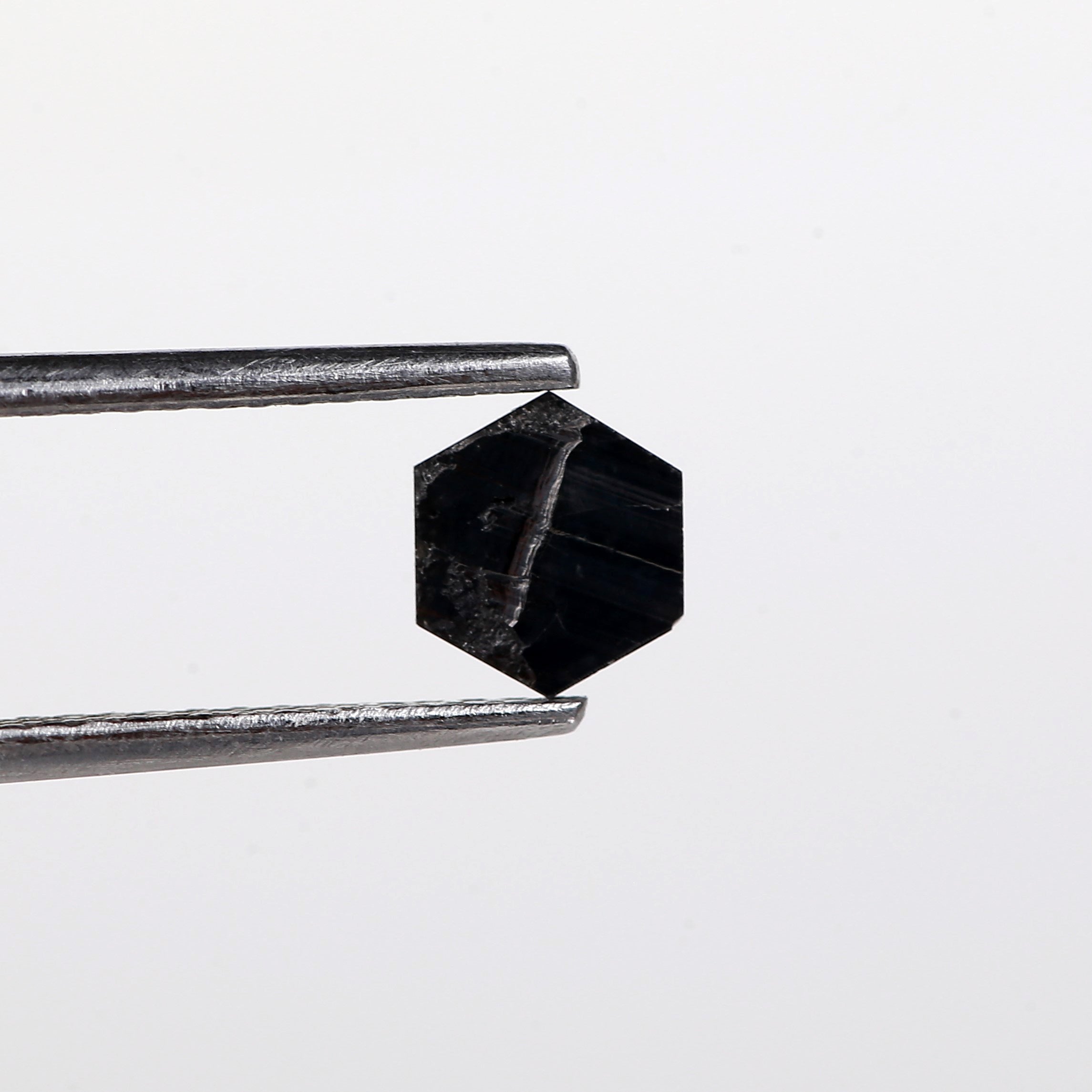 0.71 Carat Natural Hexagon Step Cut Black Diamond 5.8 MM