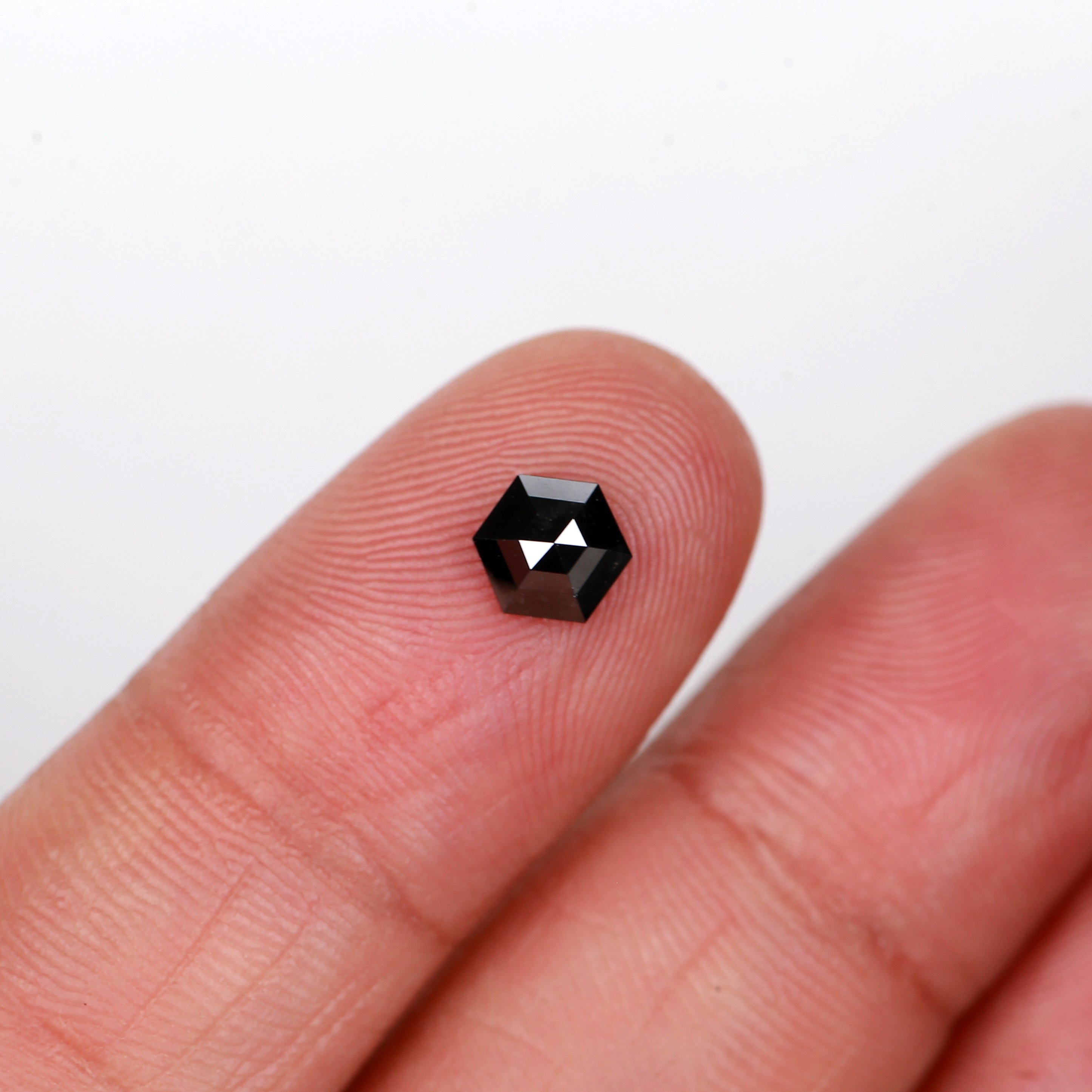 0.71 Carat Natural Hexagon Step Cut Black Diamond 5.8 MM