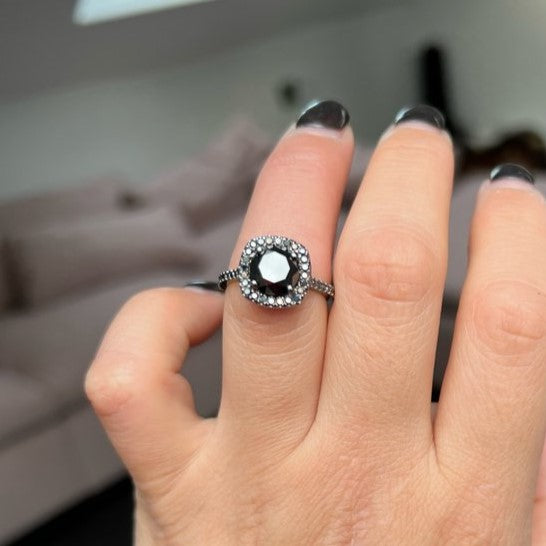 Halo Most Eternity Black and White Diamond Ring - Blackdiamond