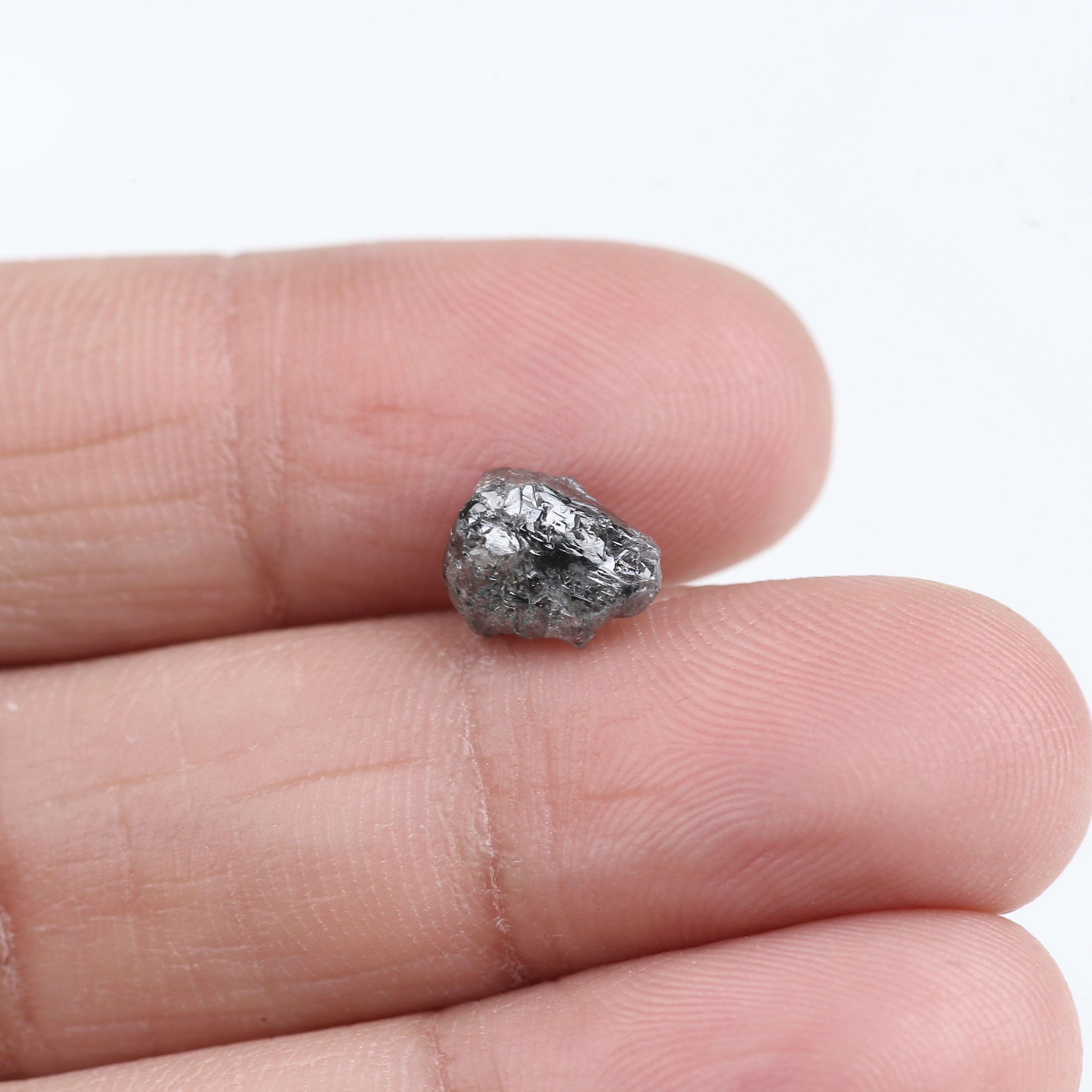2.45 Carat Natural Rough Black Diamond 8.57 MM