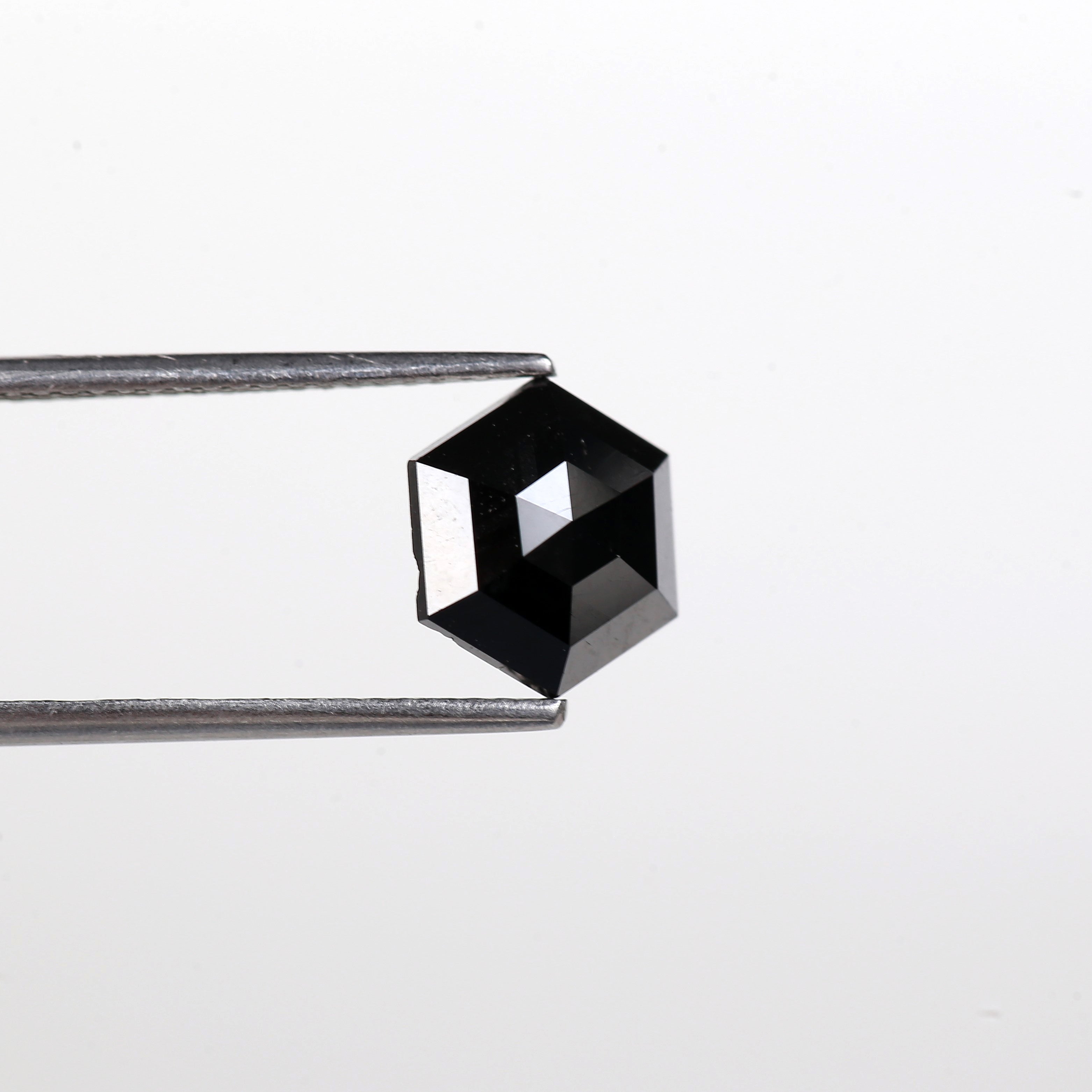 1.52 Carat Natural Hexagon Shape Black Diamond 7.90 MM