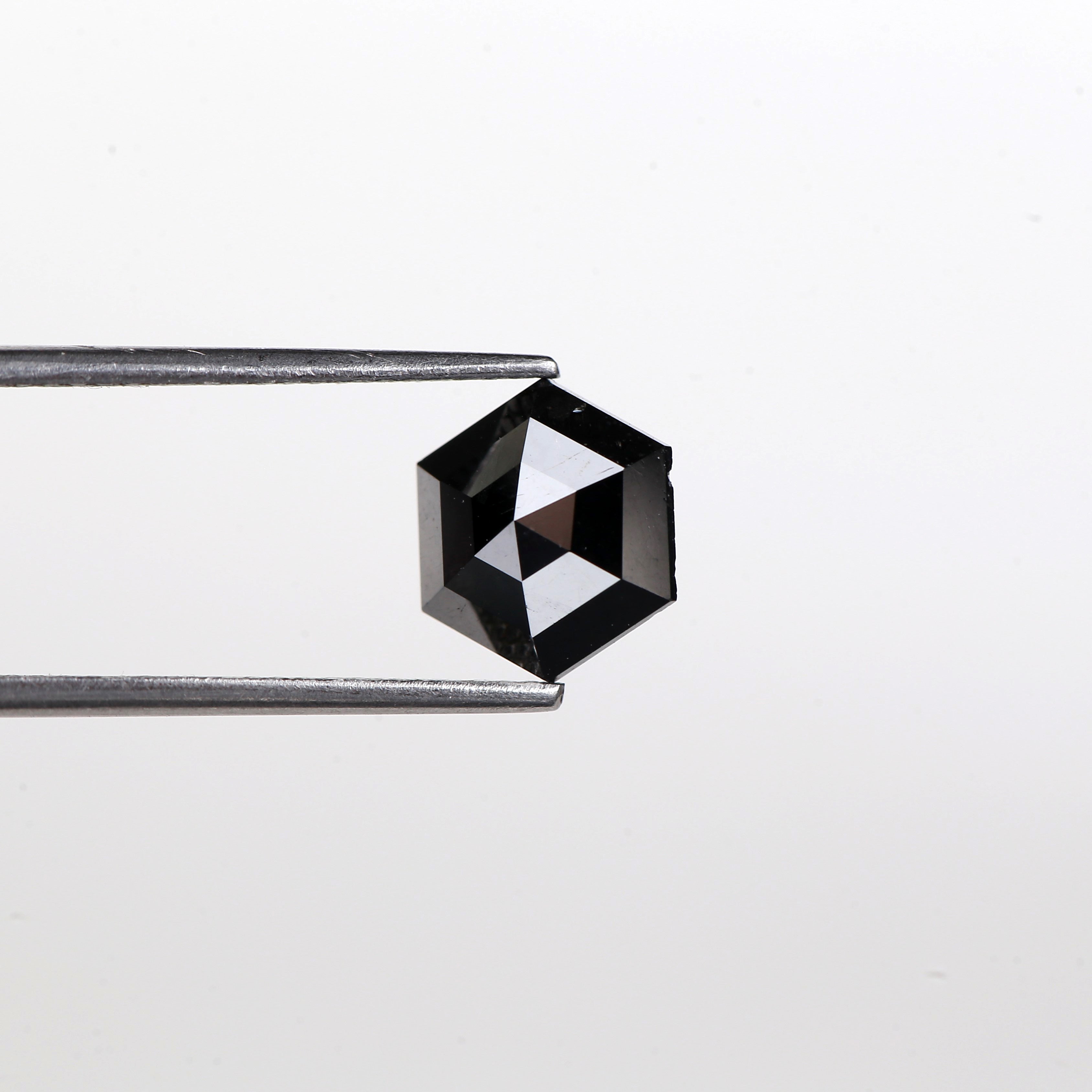 1.52 Carat Natural Hexagon Shape Black Diamond 7.90 MM