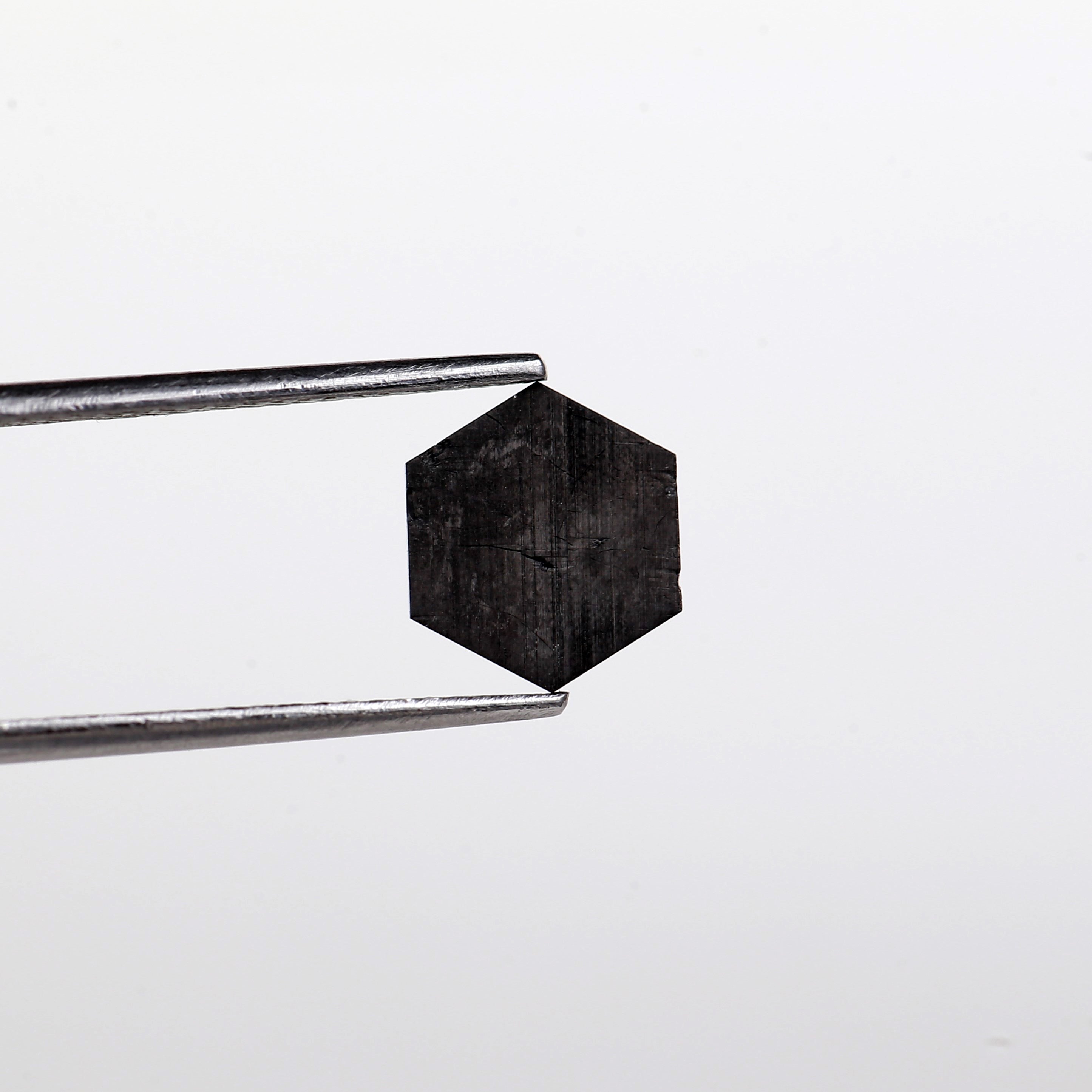 1.52 Carat Natural Hexagon Shape Black Diamond 7.90 MM