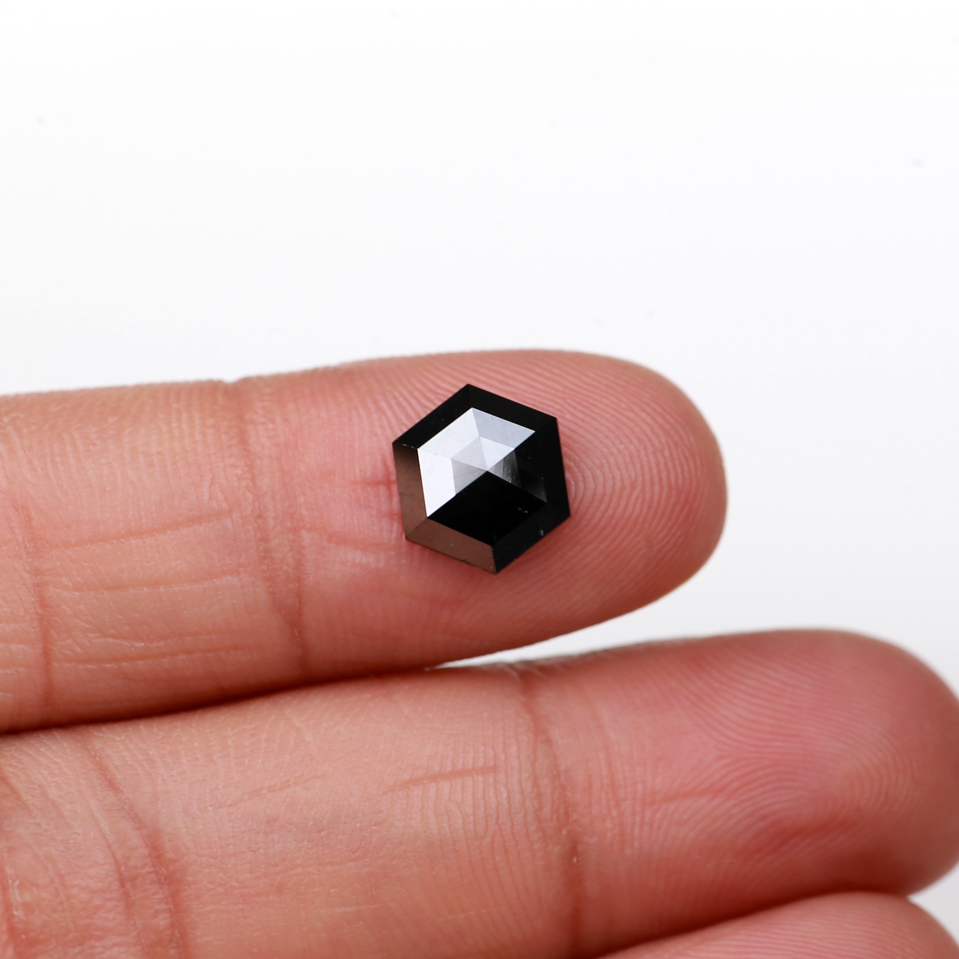 1.52 Carat Natural Hexagon Shape Black Diamond 7.90 MM