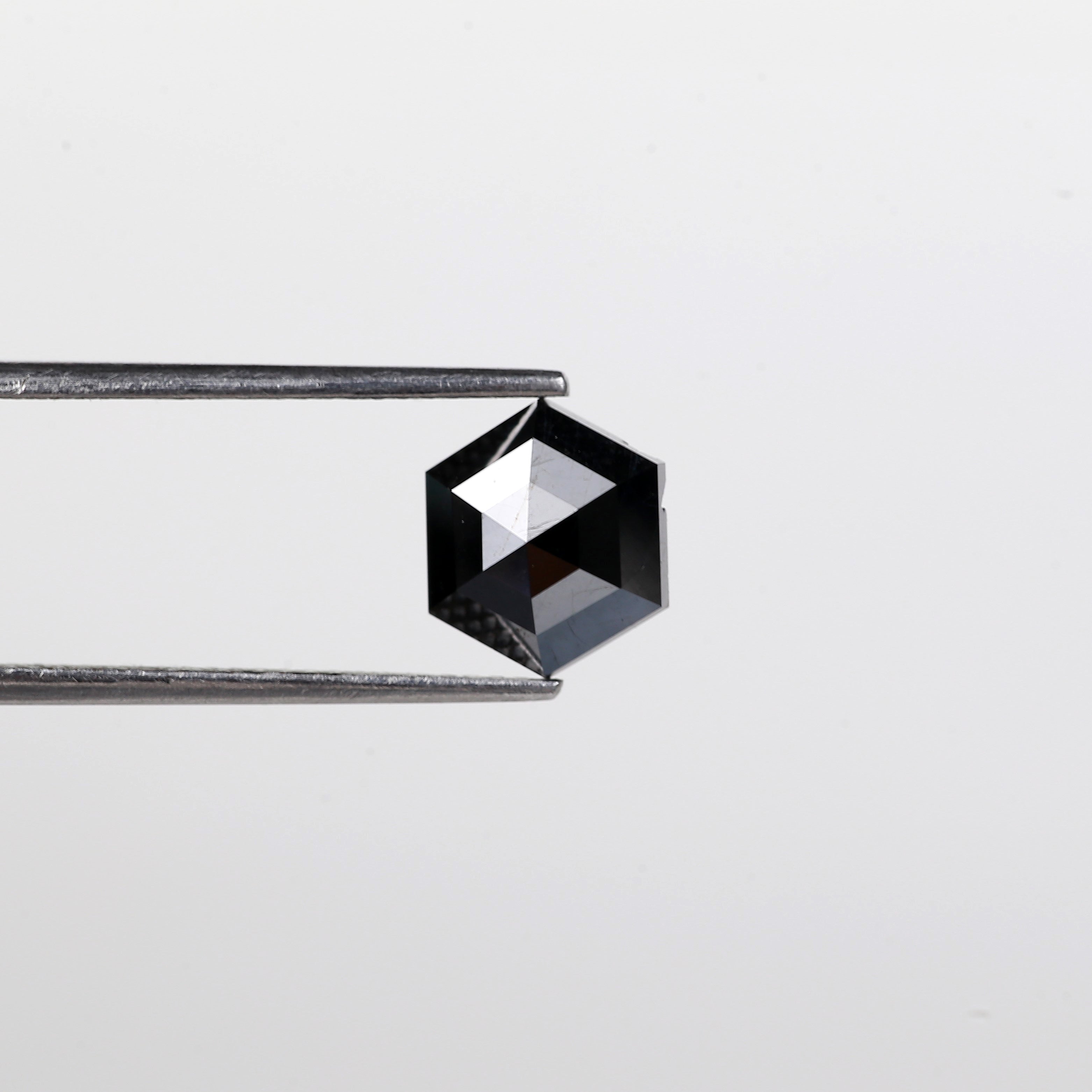1.73 Carat Natural Hexagon Step Cut Black Diamond 7.90 MM