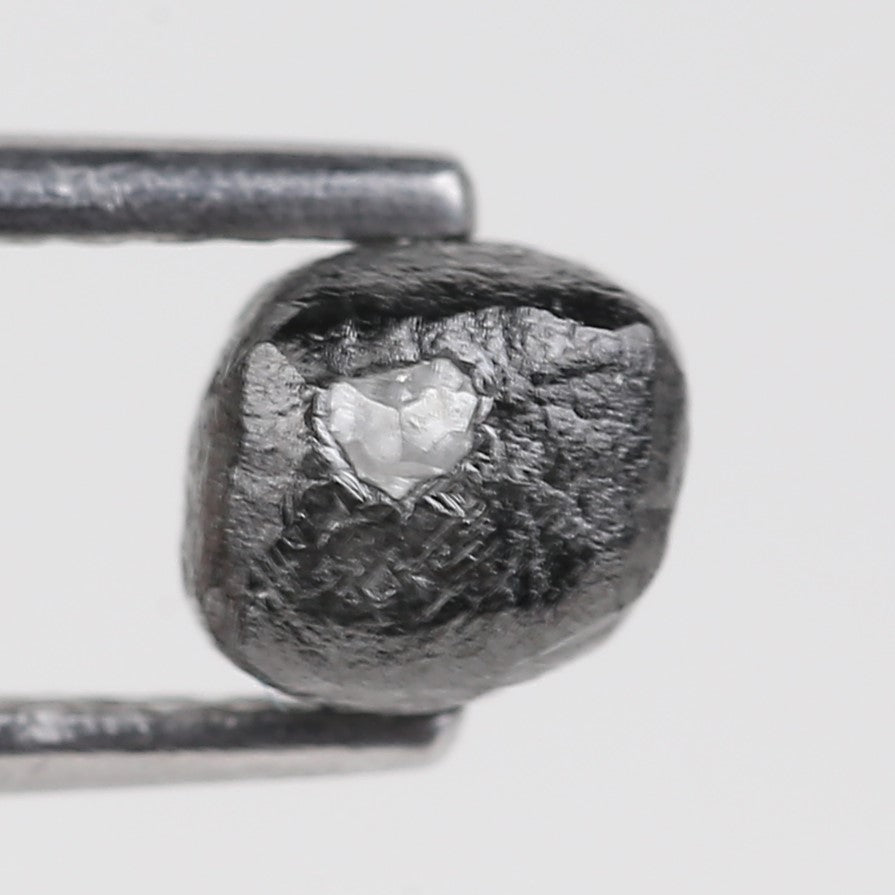 1.17 Carat Cube Rough White Black Diamond Rare Raw Uncut 5.02 MM