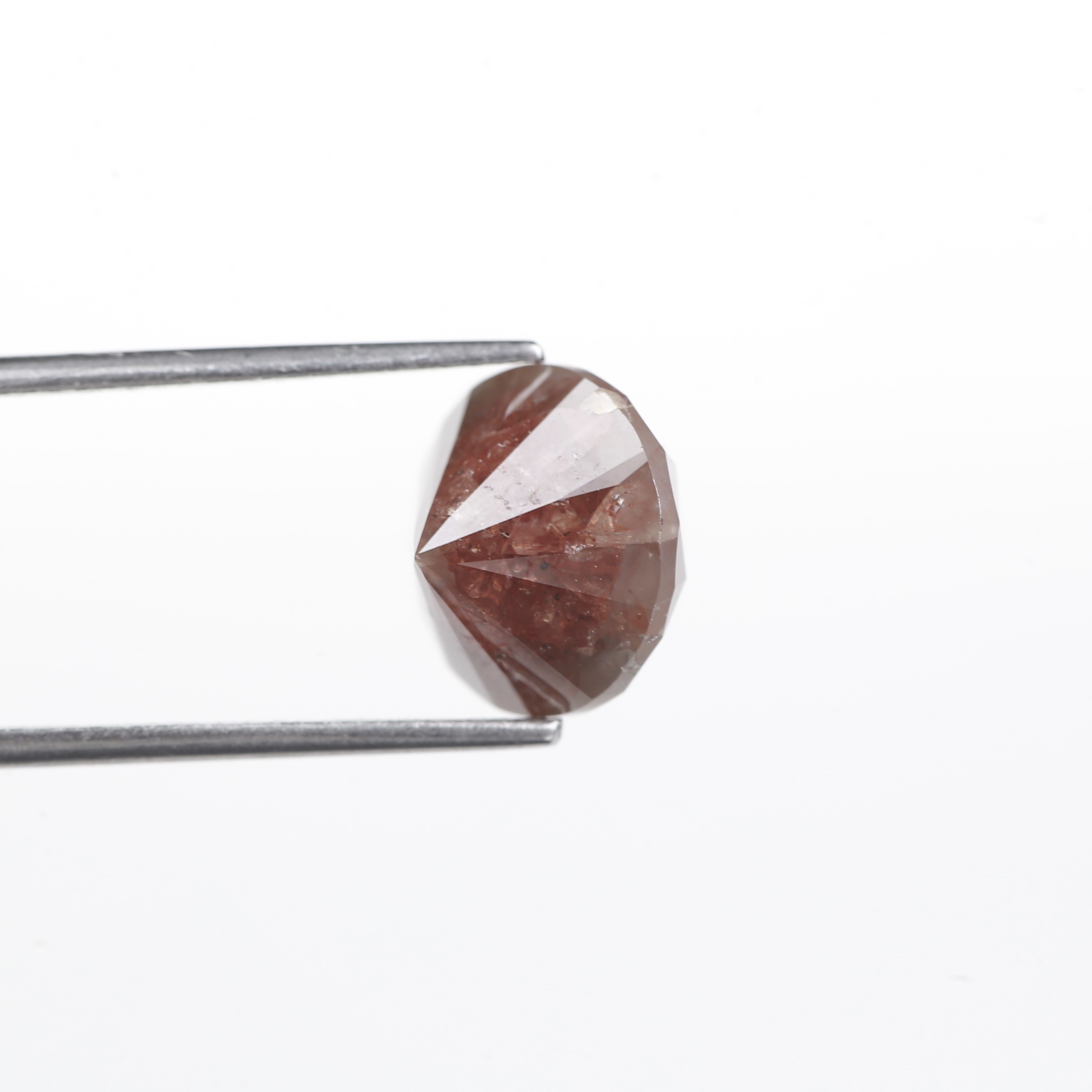 6.82 Carat Natural Peach Round Cut Salt & Pepper Diamond 10.80 MM