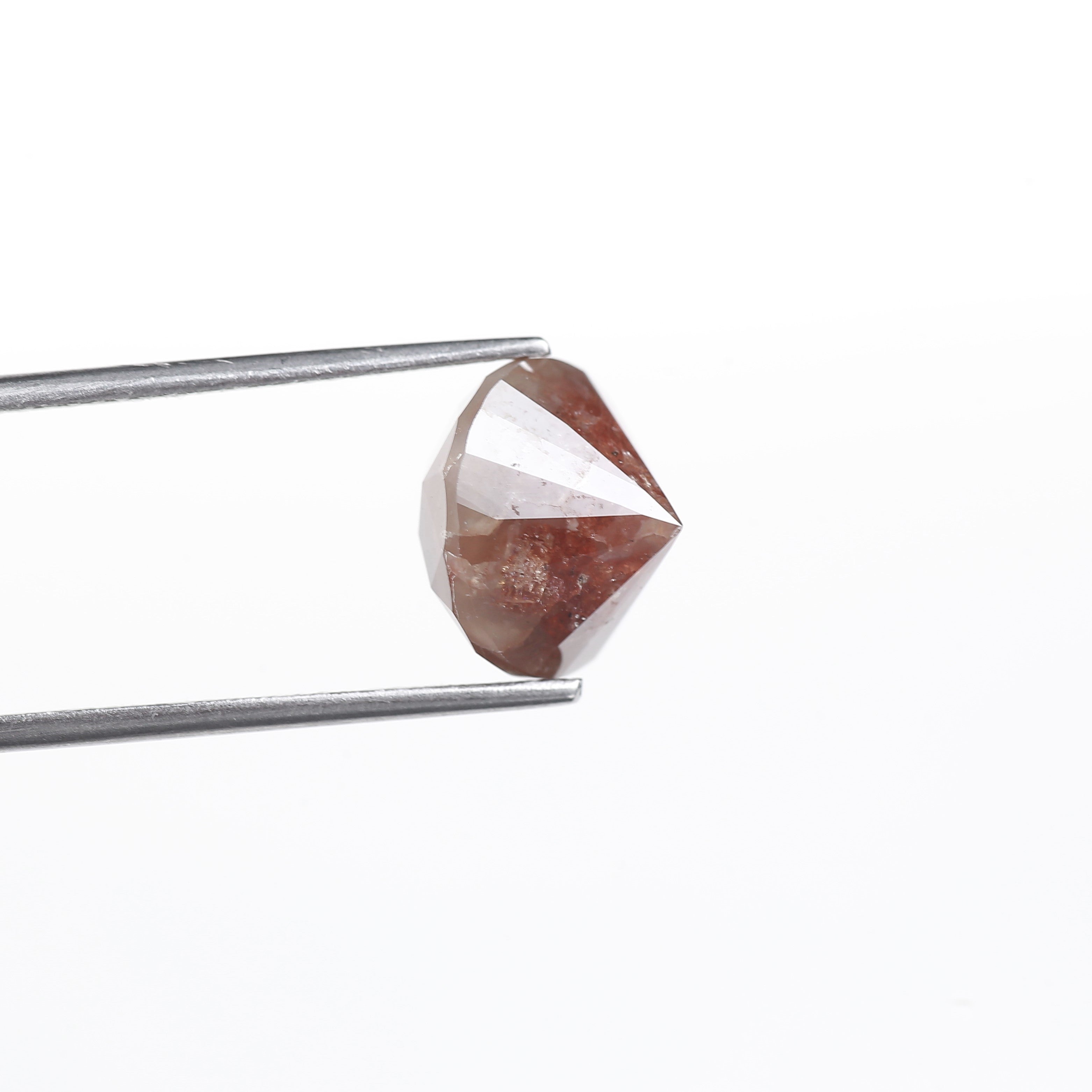 6.82 Carat Natural Peach Round Cut Salt & Pepper Diamond 10.80 MM