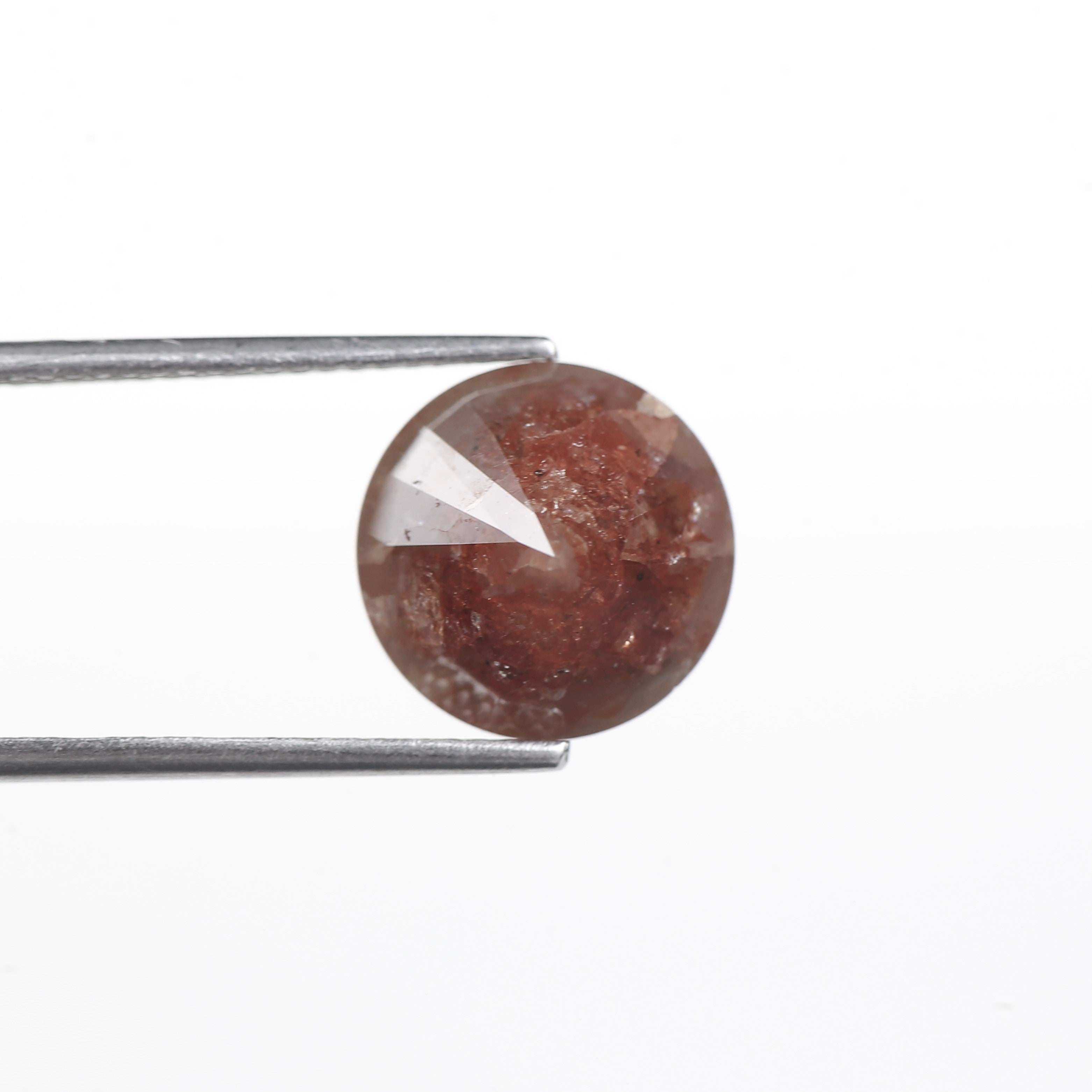 6.82 Carat Natural Peach Round Cut Salt & Pepper Diamond 10.80 MM